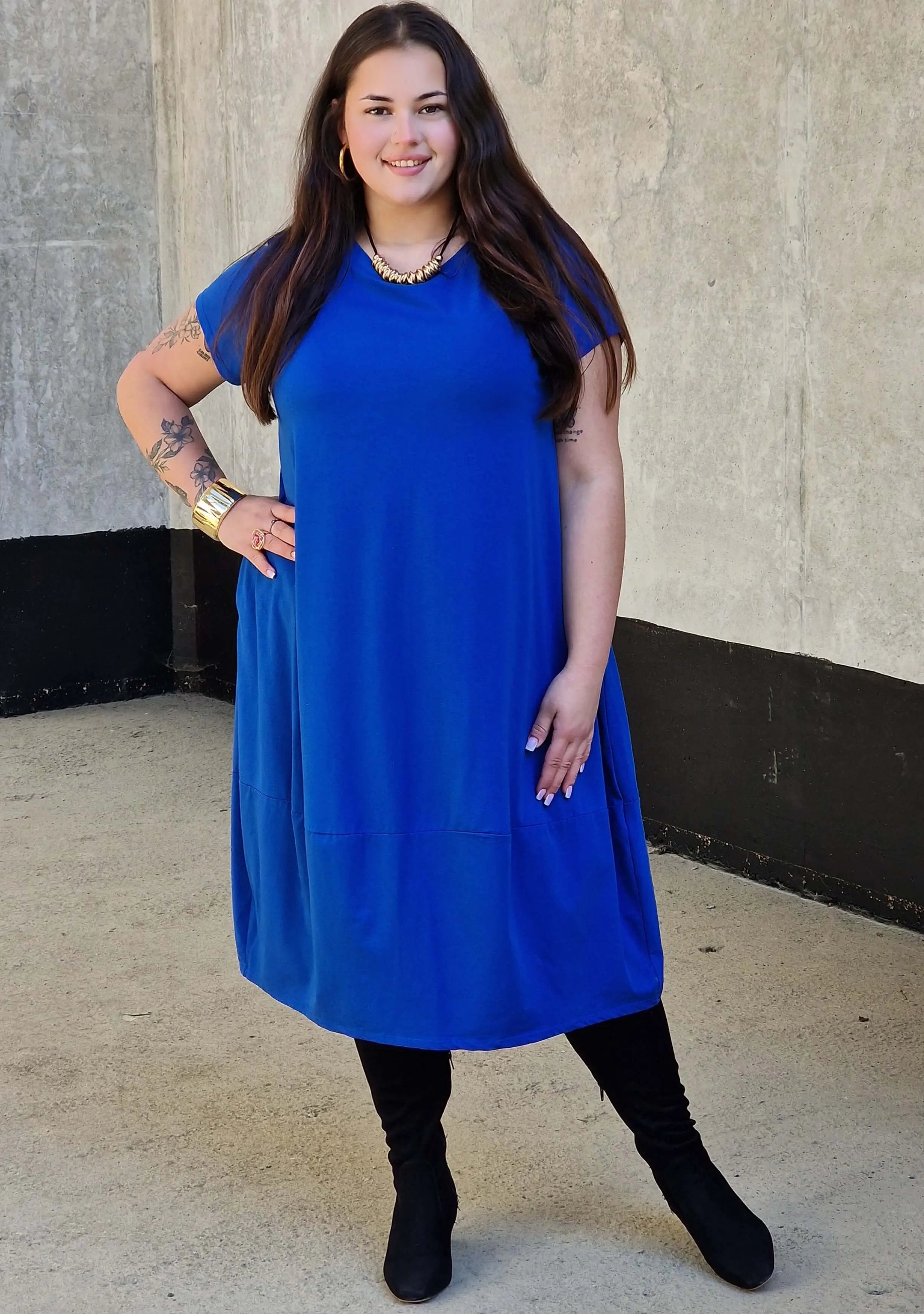 Luźna sukienka bawełniana z kieszeniami Stylowa XL