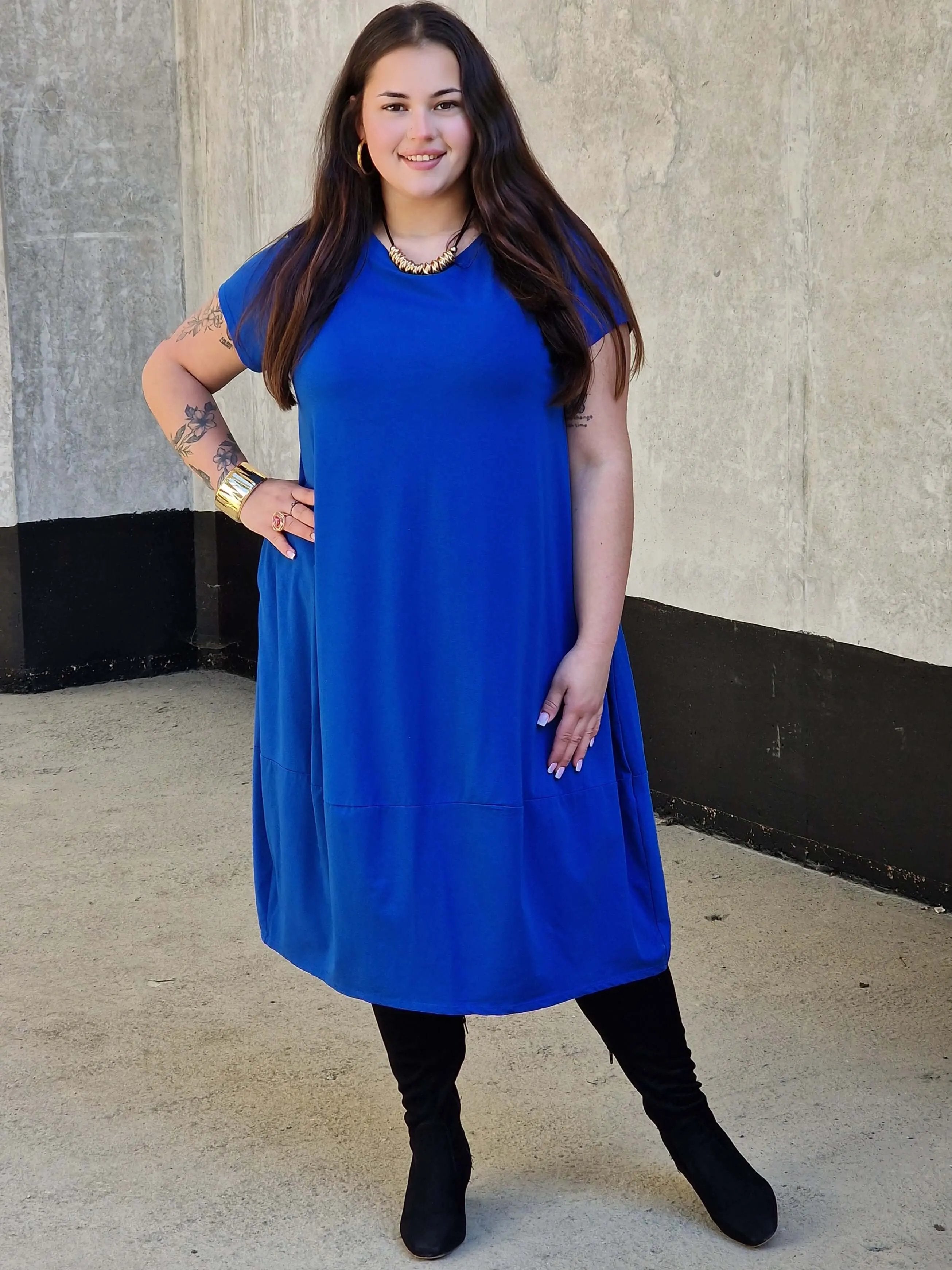 Luźna sukienka bawełniana z kieszeniami Stylowa XL