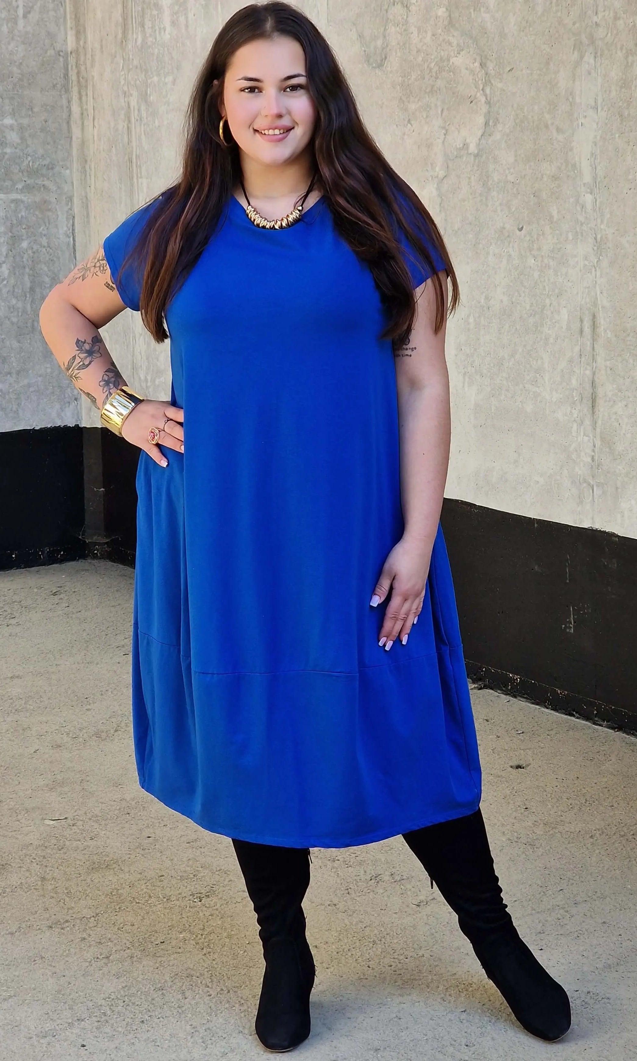 Luźna sukienka bawełniana z kieszeniami Stylowa XL