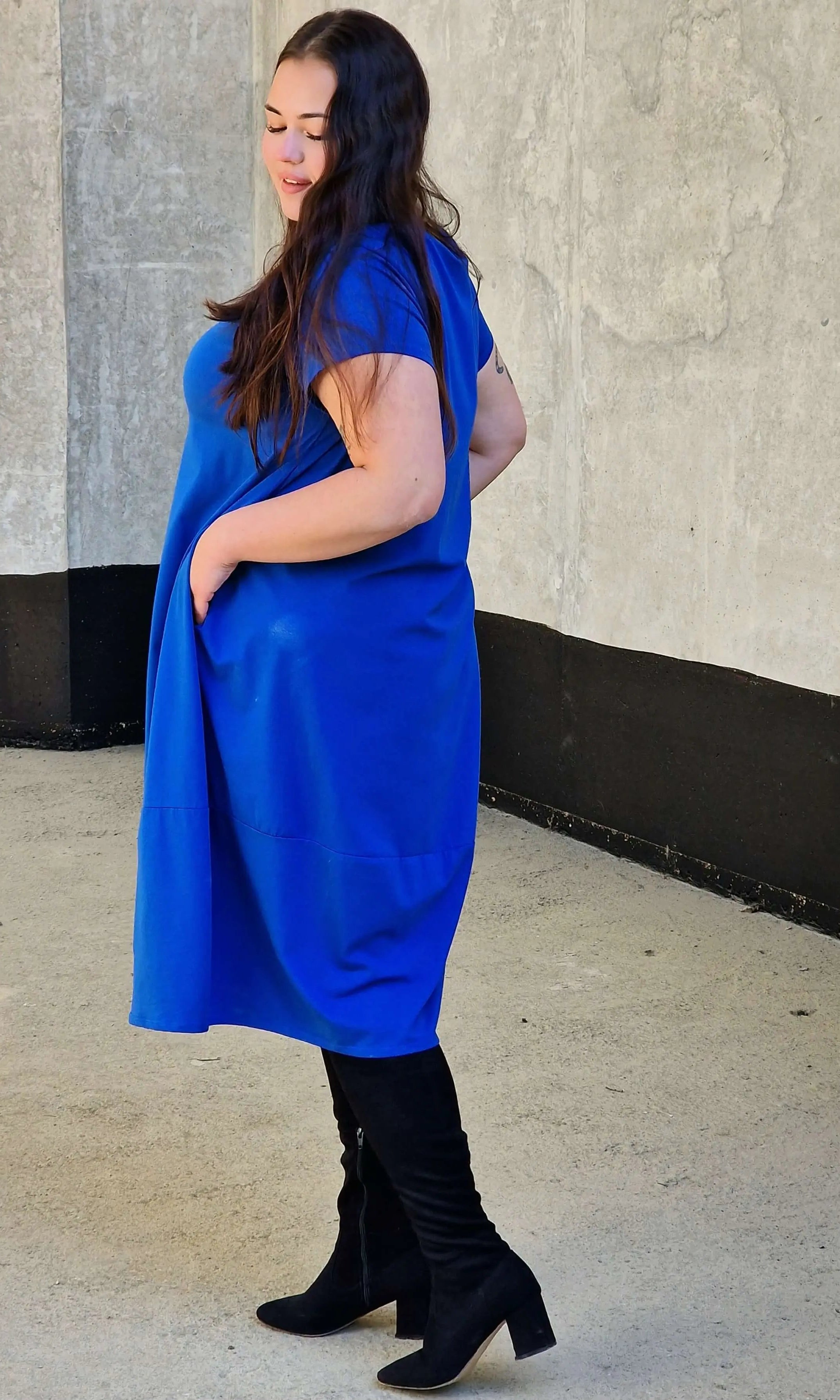 Luźna sukienka bawełniana z kieszeniami Stylowa XL