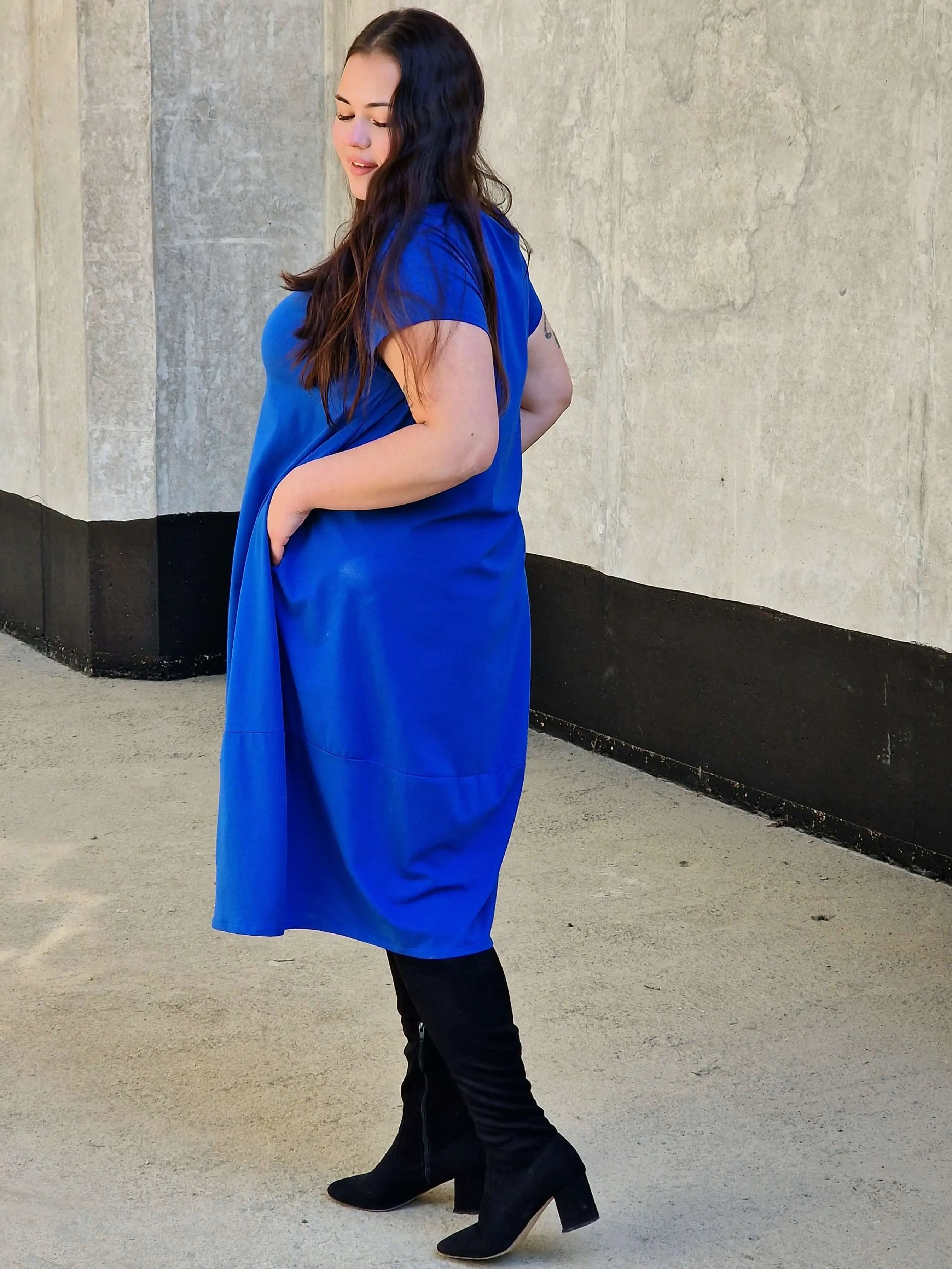 Luźna sukienka bawełniana z kieszeniami Stylowa XL