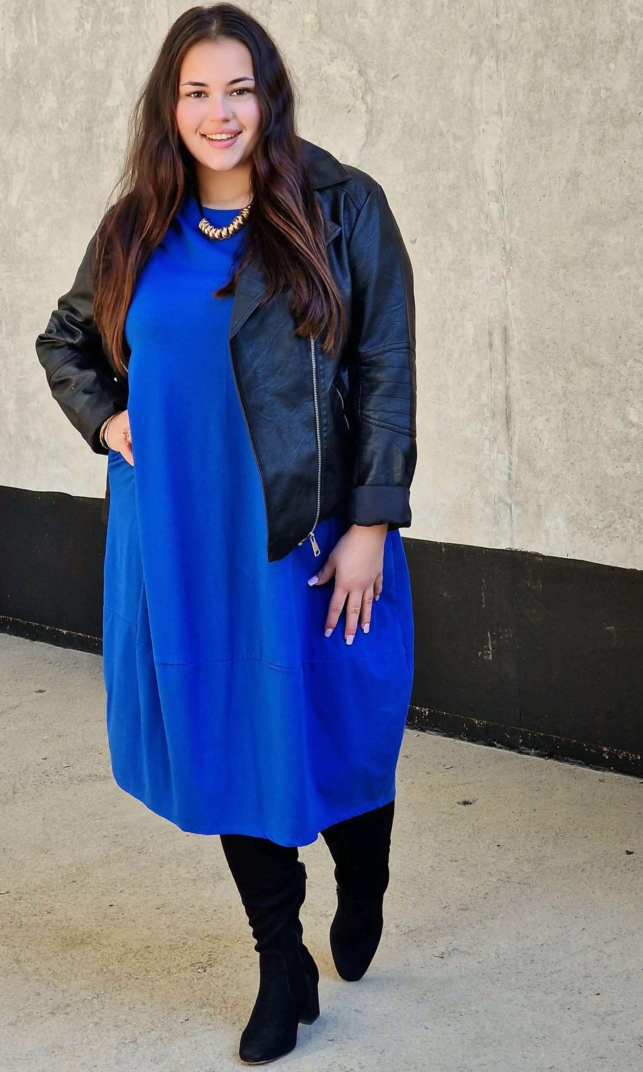 Luźna sukienka bawełniana z kieszeniami Stylowa XL