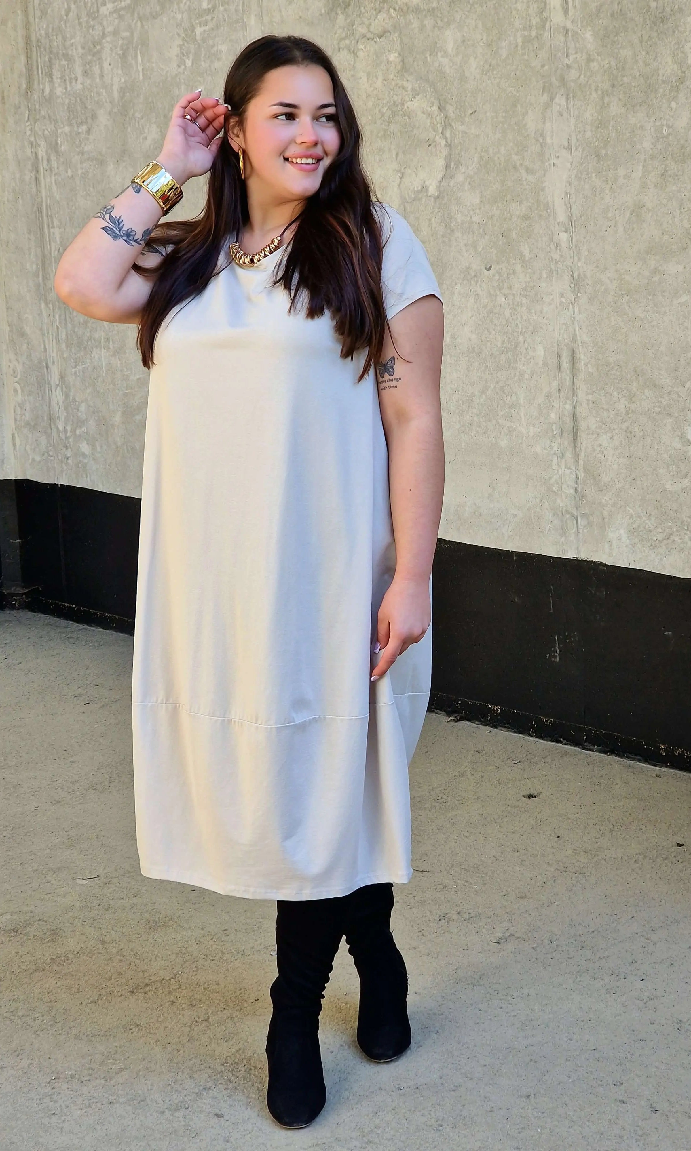 Luźna sukienka bawełniana z kieszeniami Stylowa XL