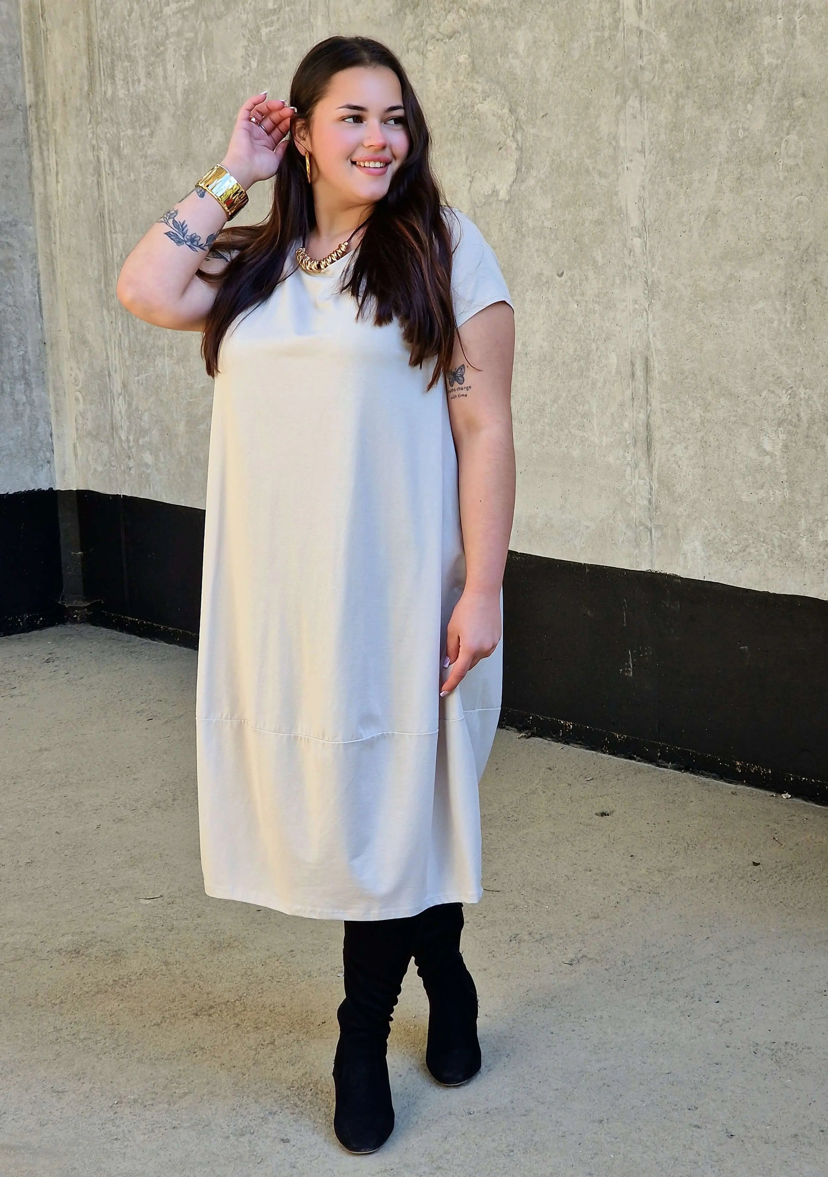 Luźna sukienka bawełniana z kieszeniami Stylowa XL