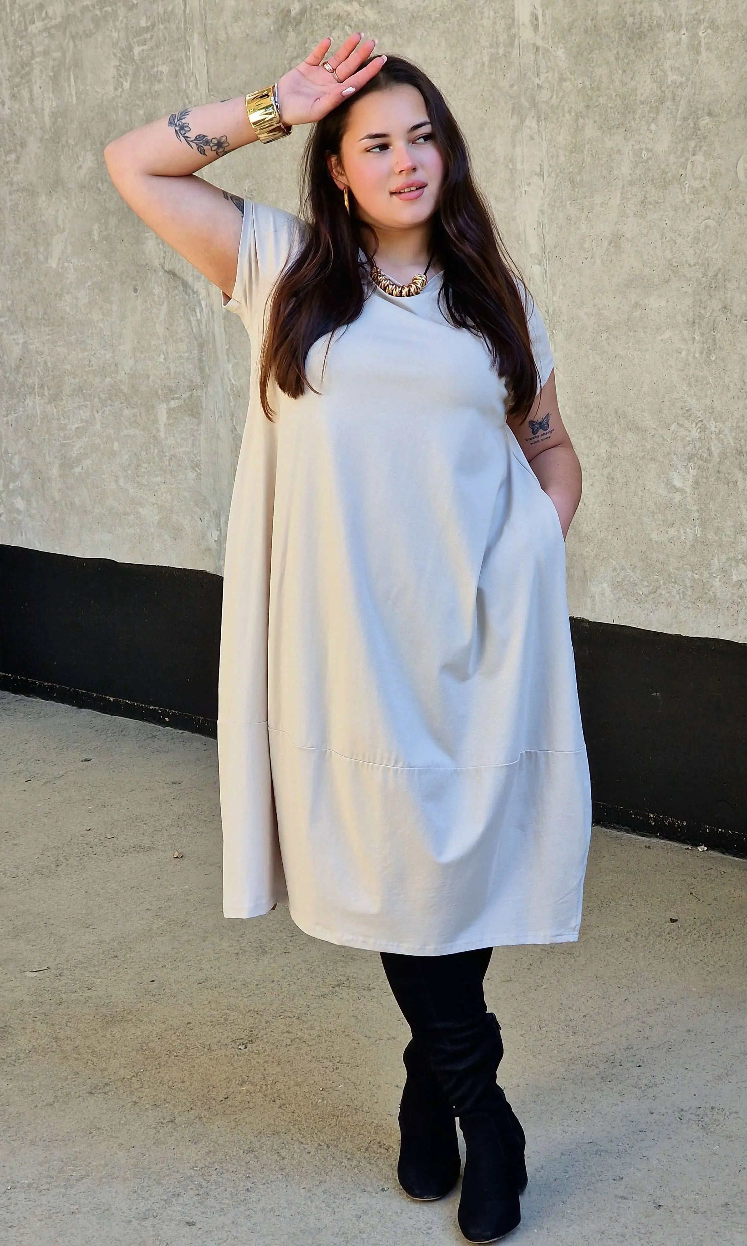 Luźna sukienka bawełniana z kieszeniami Stylowa XL