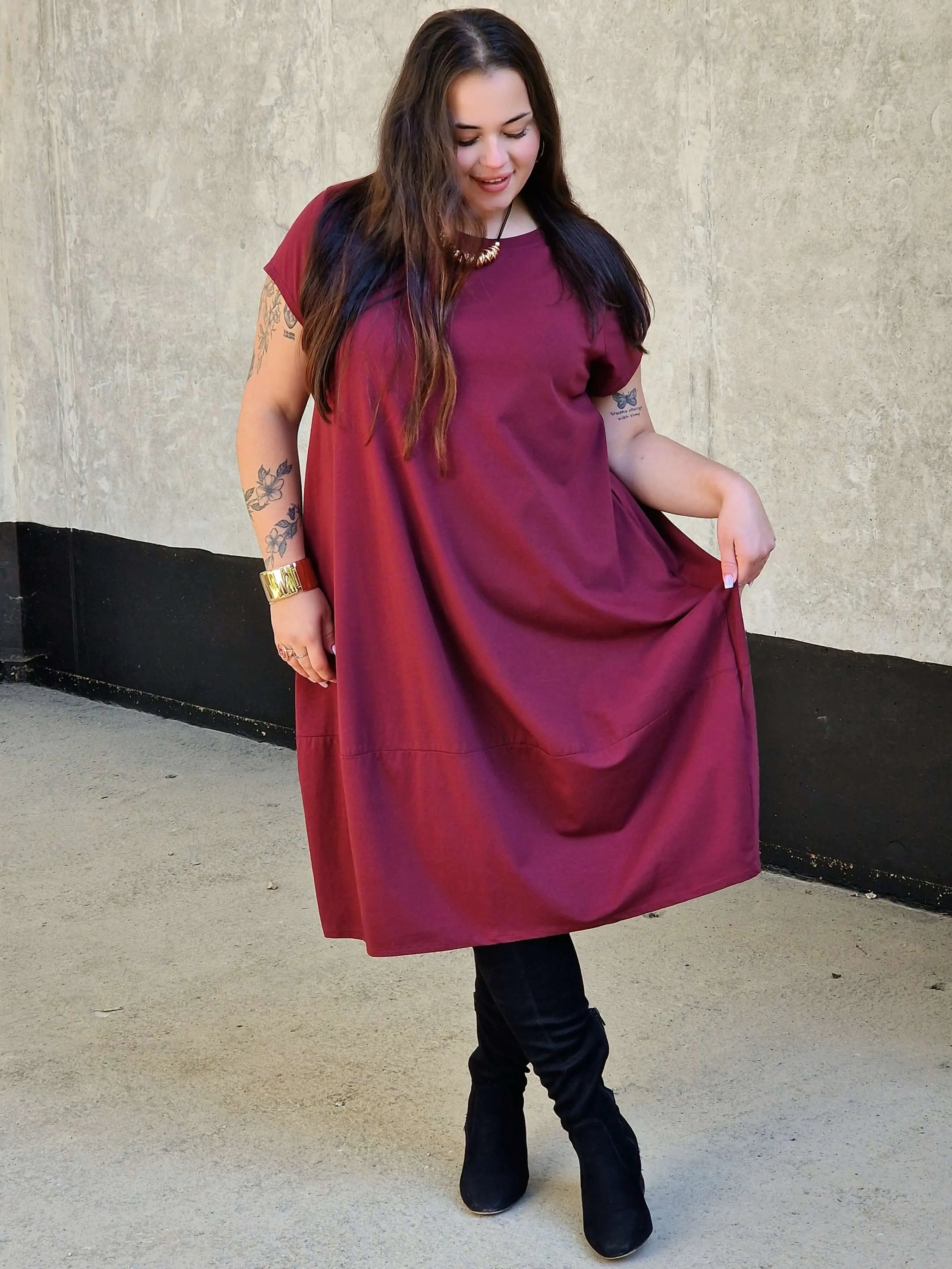 Luźna sukienka bawełniana z kieszeniami Stylowa XL