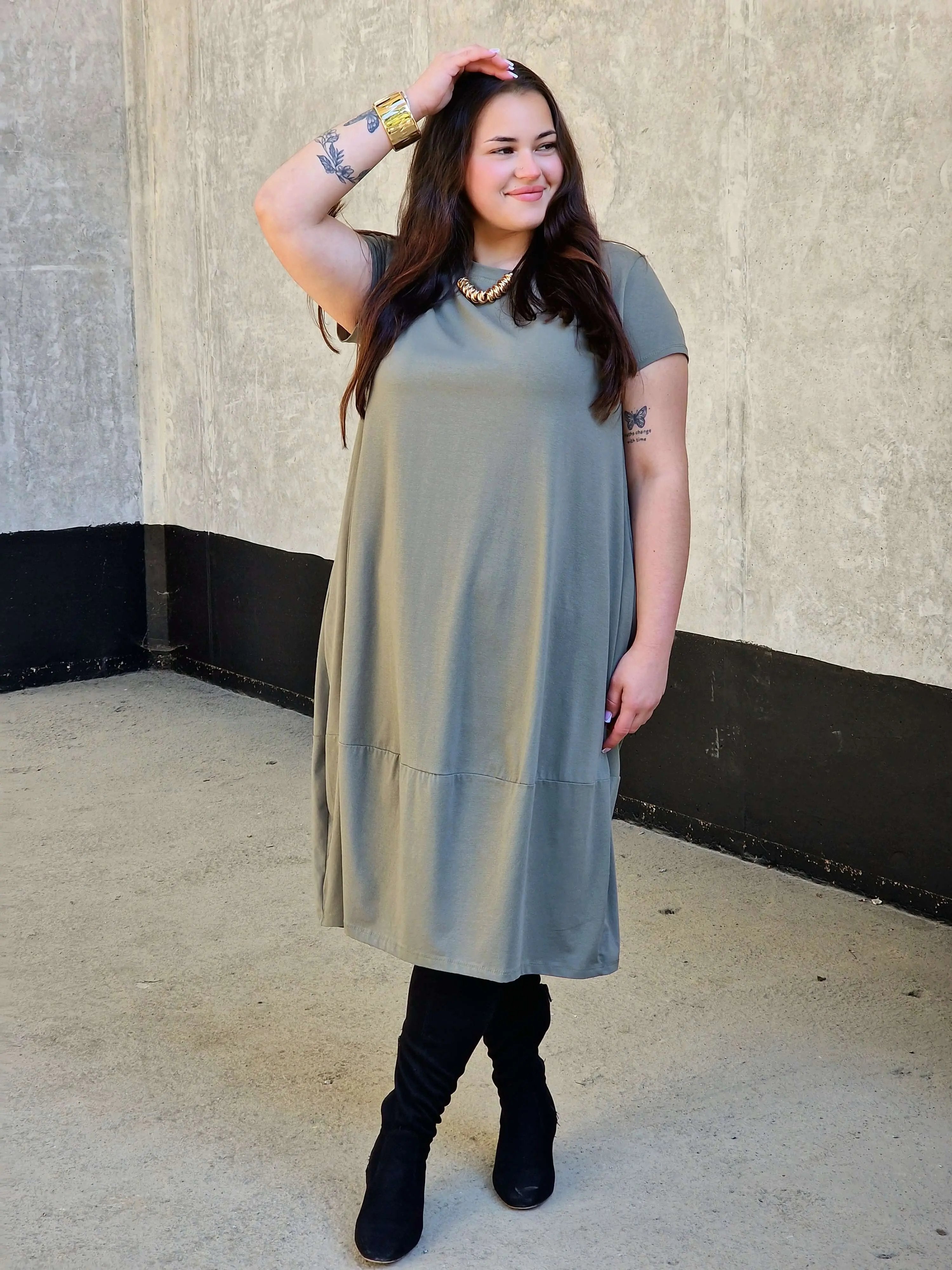 Luźna sukienka bawełniana z kieszeniami Stylowa XL