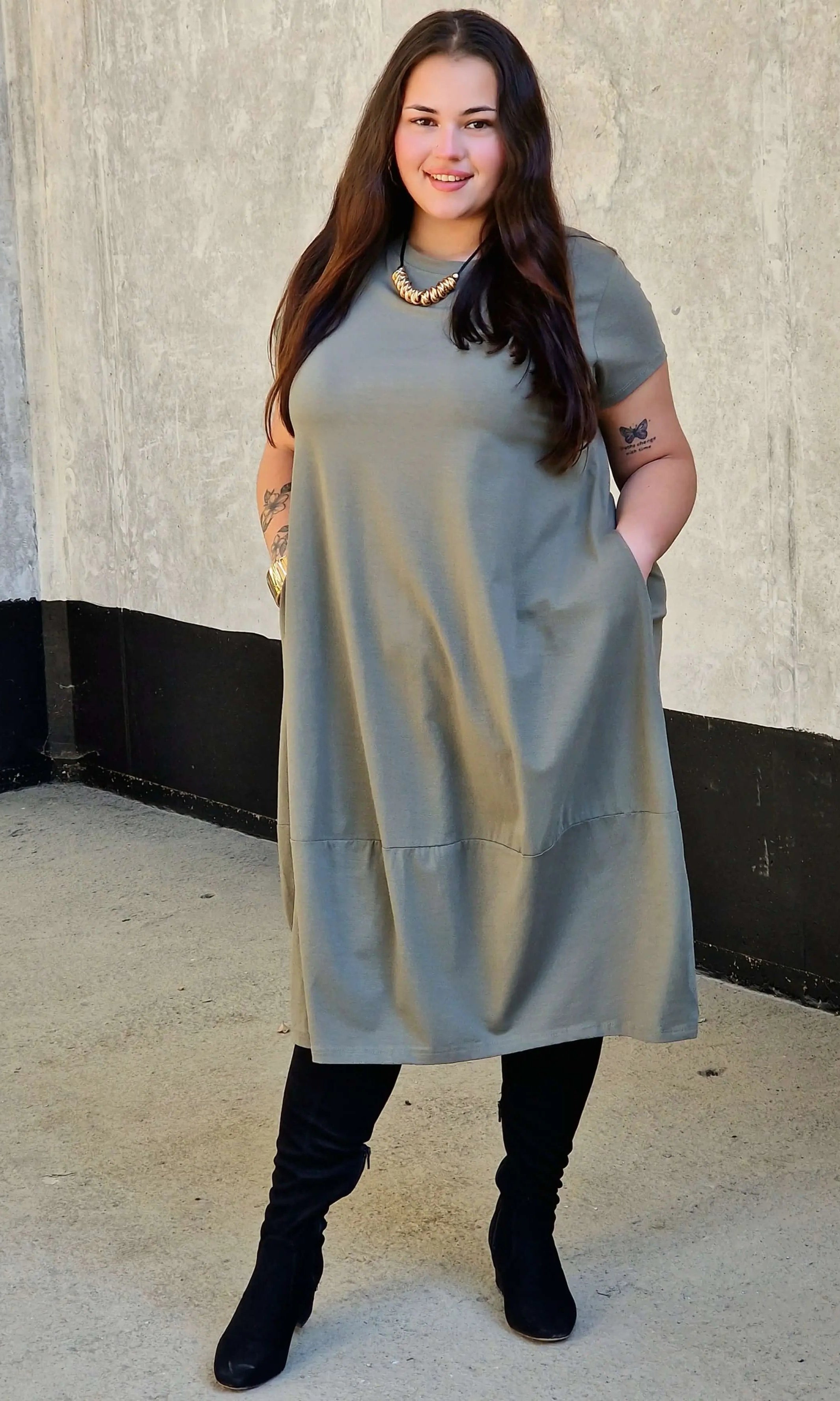 Luźna sukienka bawełniana z kieszeniami Stylowa XL