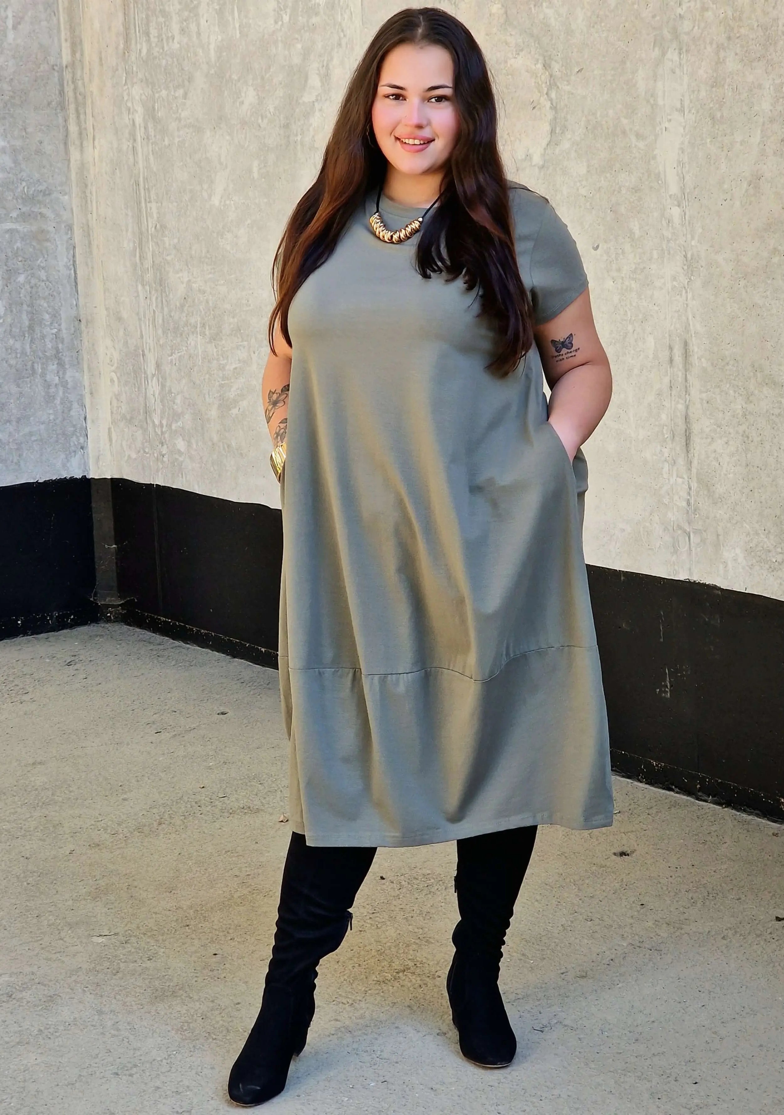 Luźna sukienka bawełniana z kieszeniami Stylowa XL