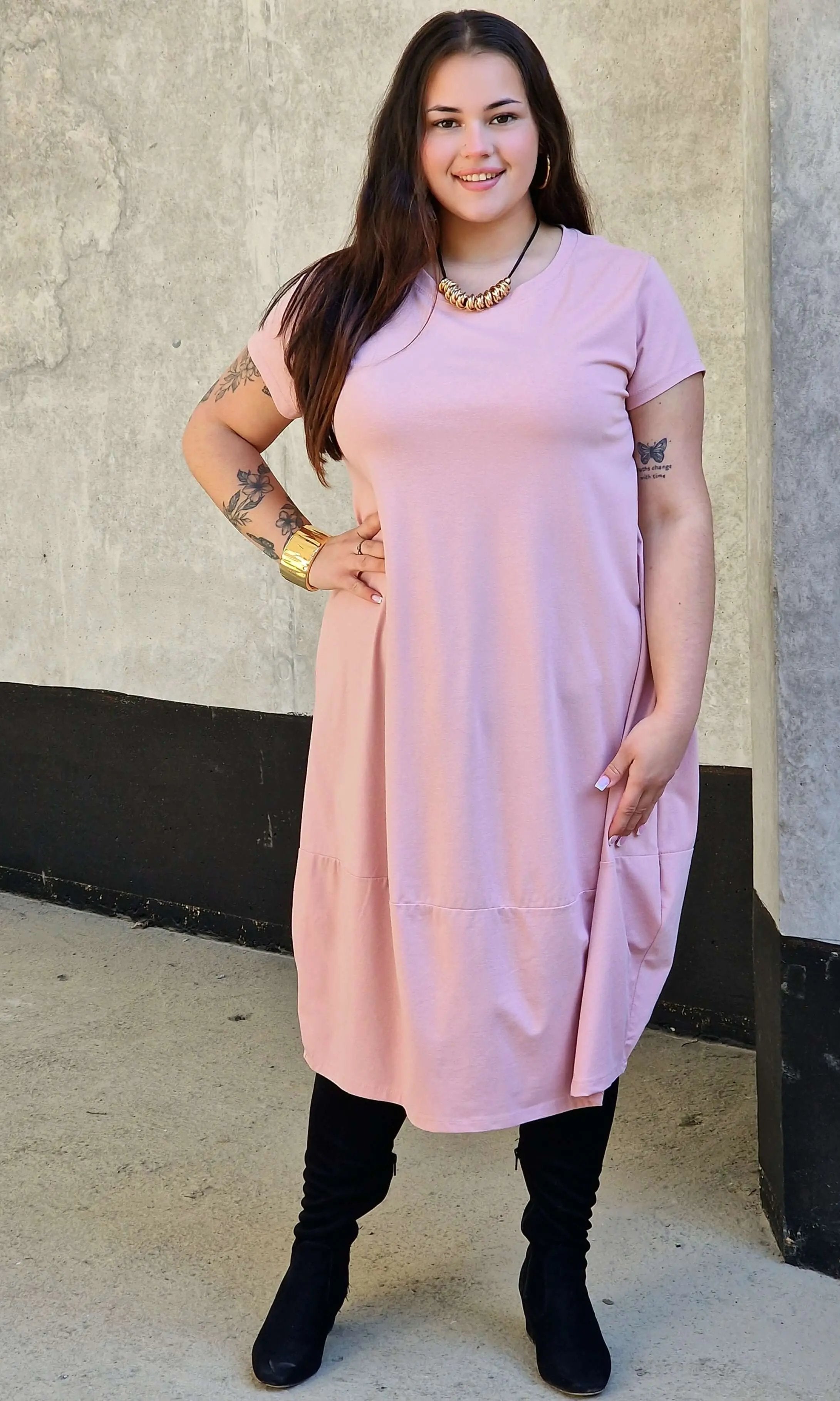 Luźna sukienka bawełniana z kieszeniami Stylowa XL