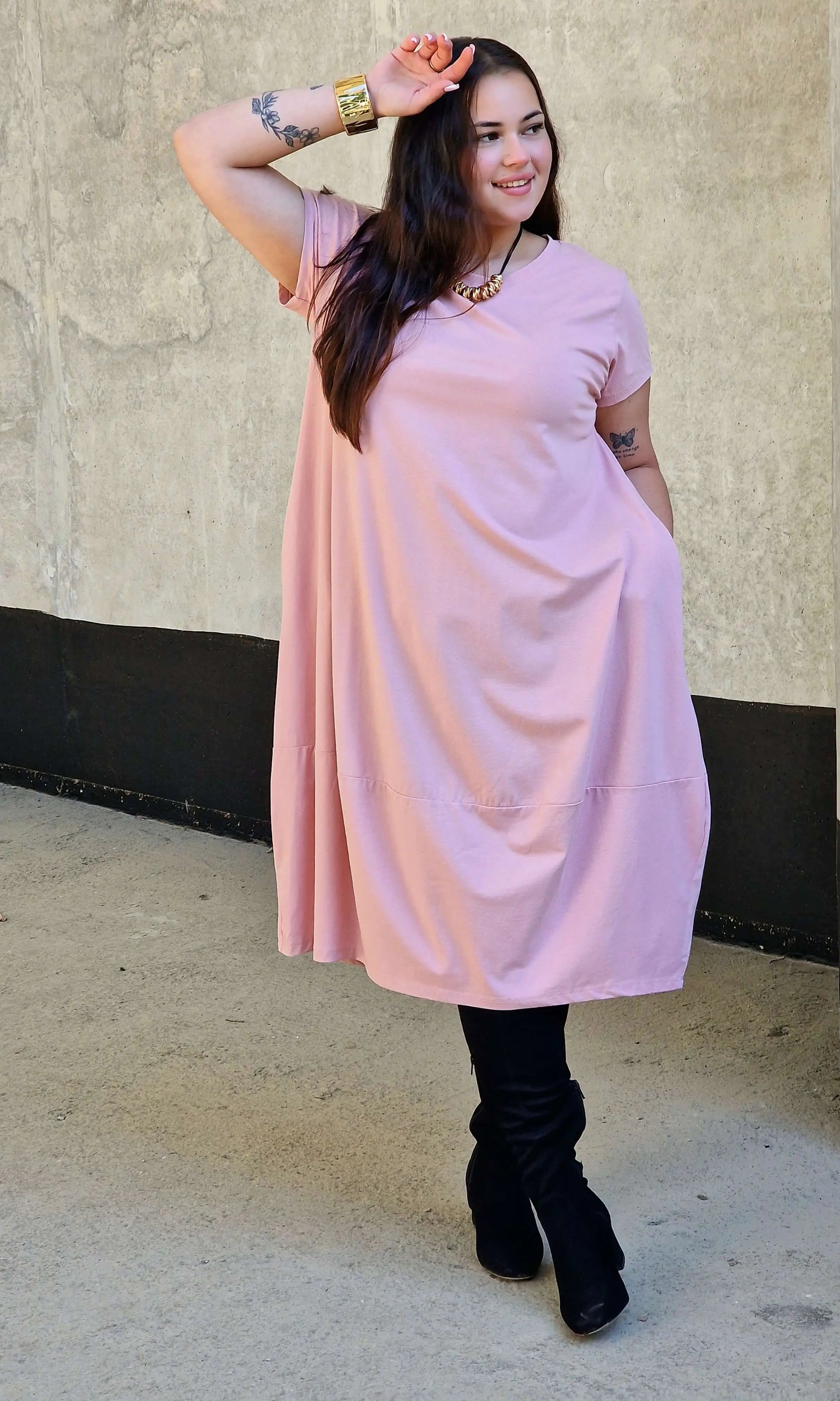 Luźna sukienka bawełniana z kieszeniami Stylowa XL