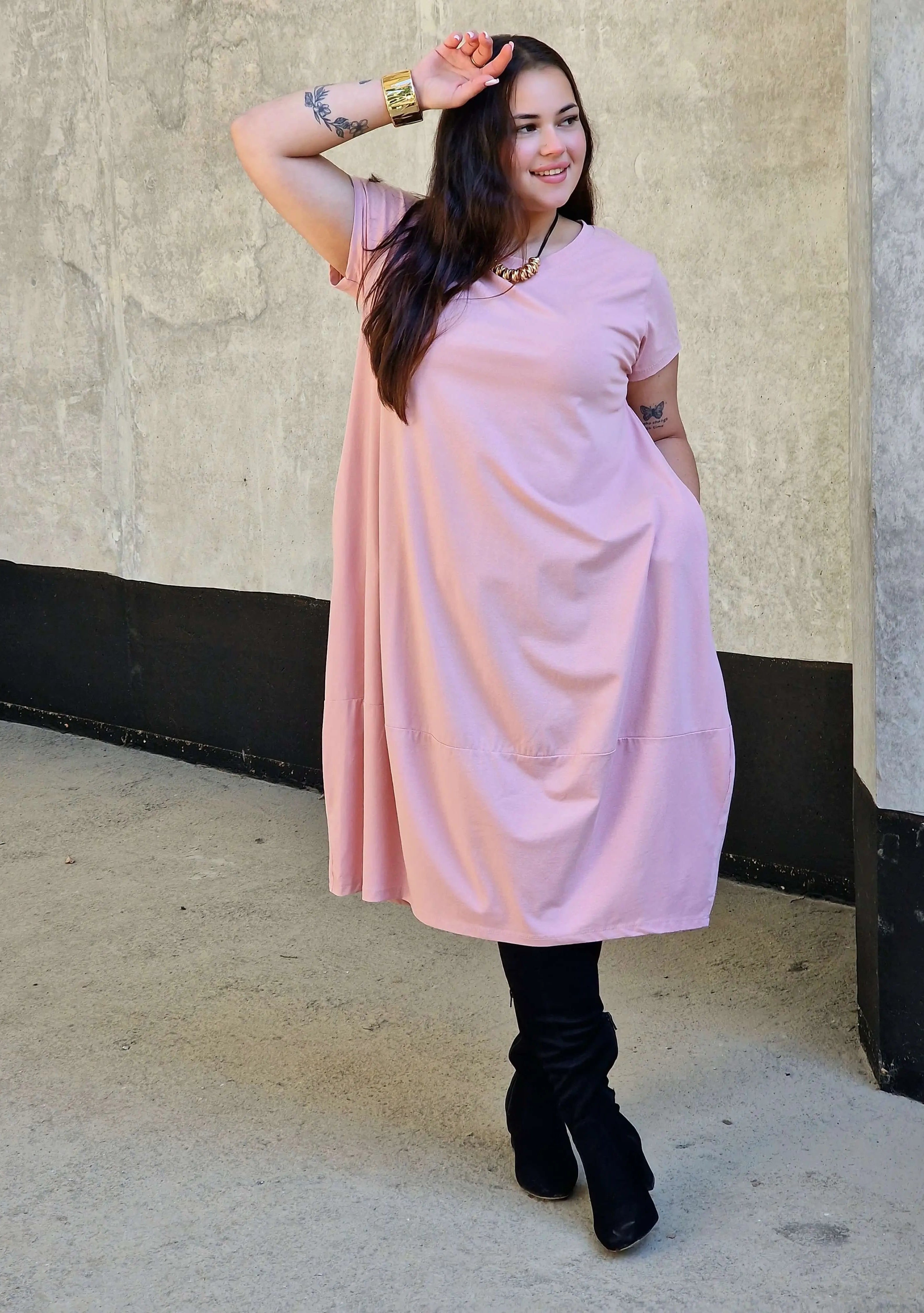 Luźna sukienka bawełniana z kieszeniami Stylowa XL