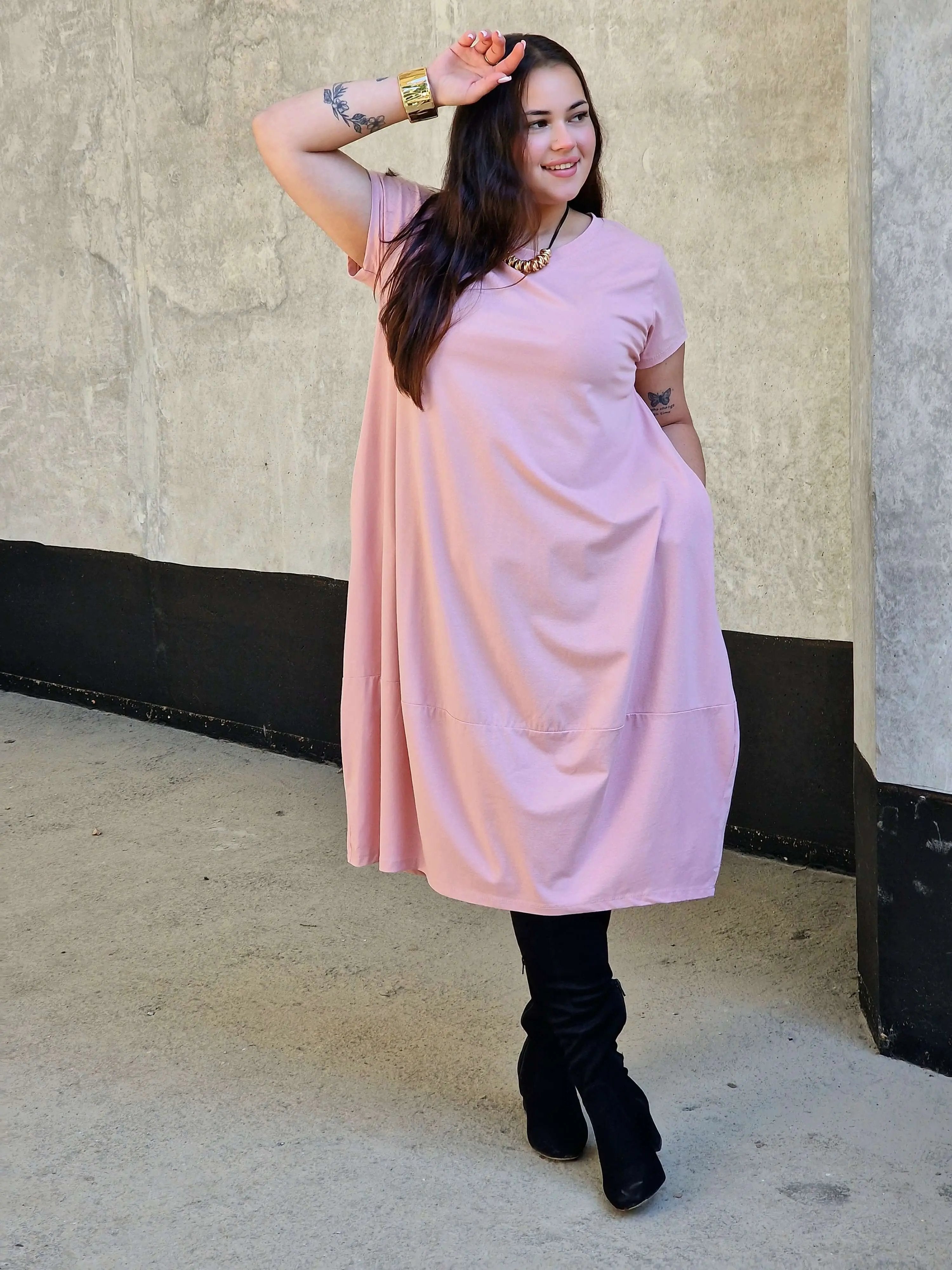 Luźna sukienka bawełniana z kieszeniami Stylowa XL