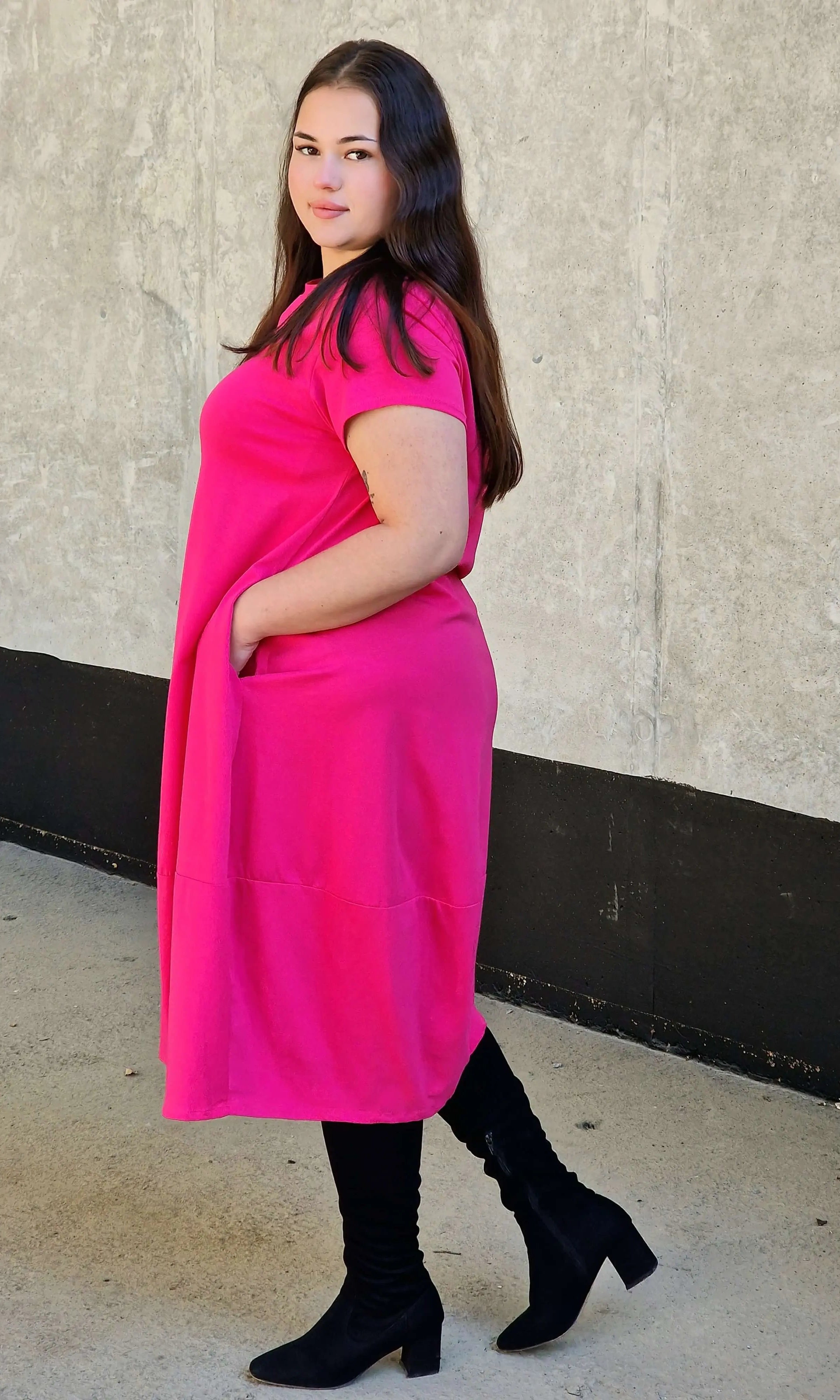 Luźna sukienka bawełniana z kieszeniami Stylowa XL