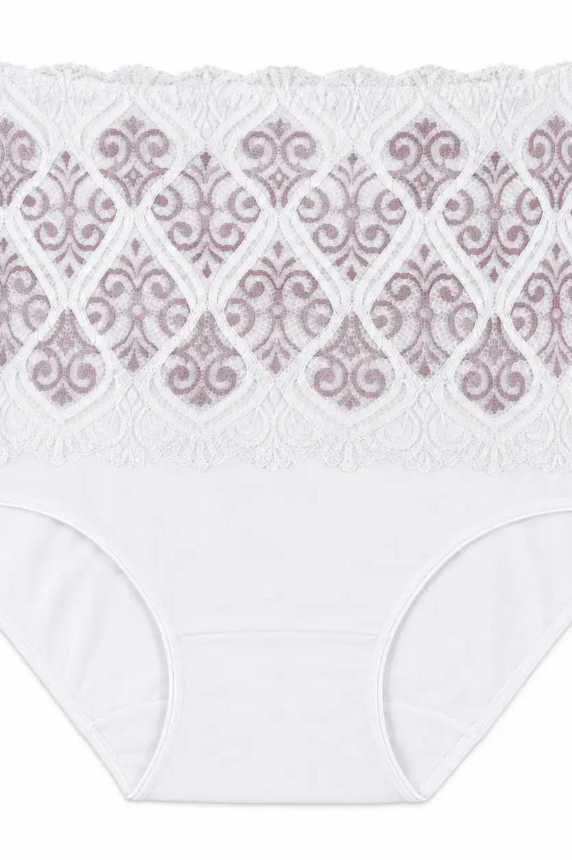 Majtki damskie Plus Size z koronkowym pasem – wysoki stan i komfort Stylowa XL
