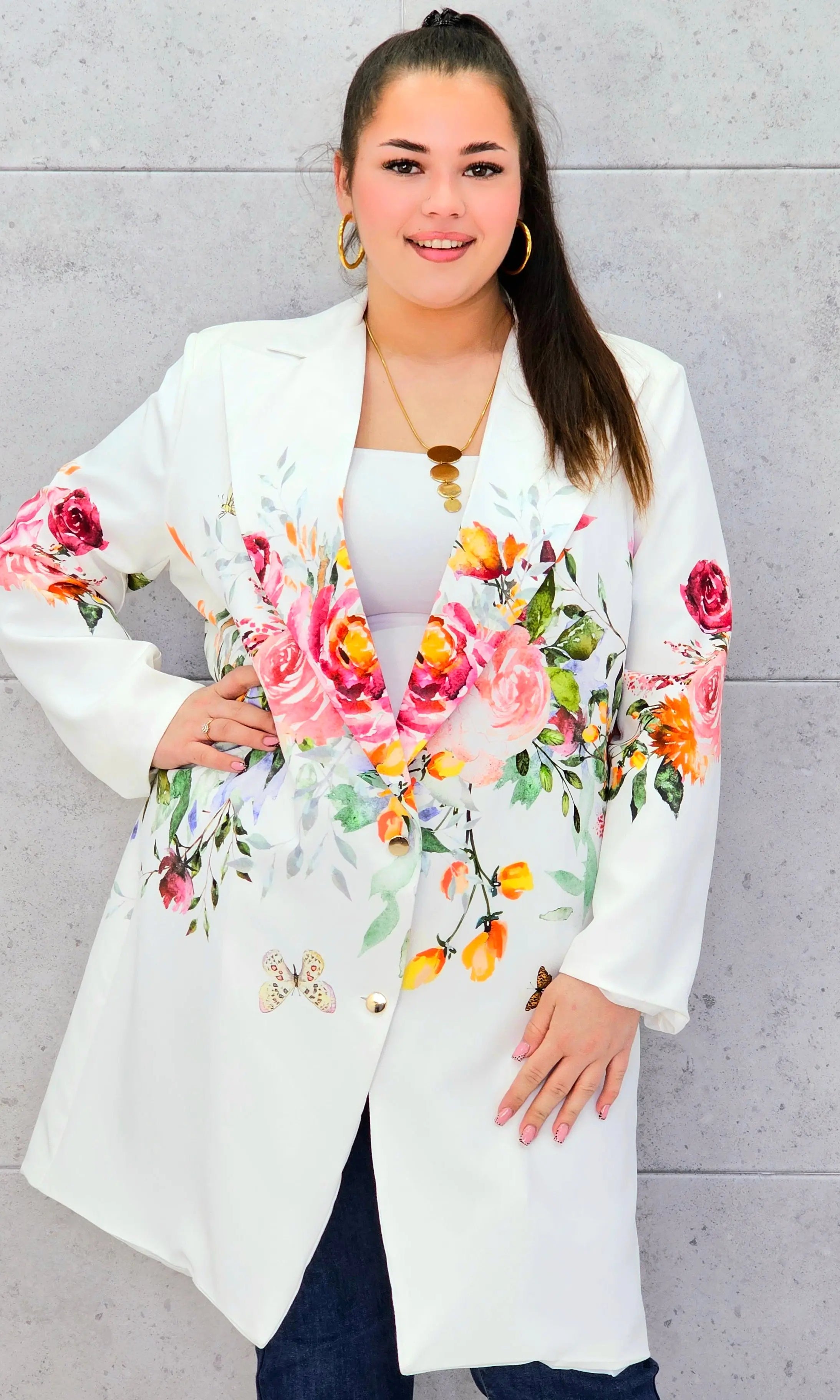 Marynarka plus size w kwiaty – elegancja dla kobiet XXL Stylowa XL