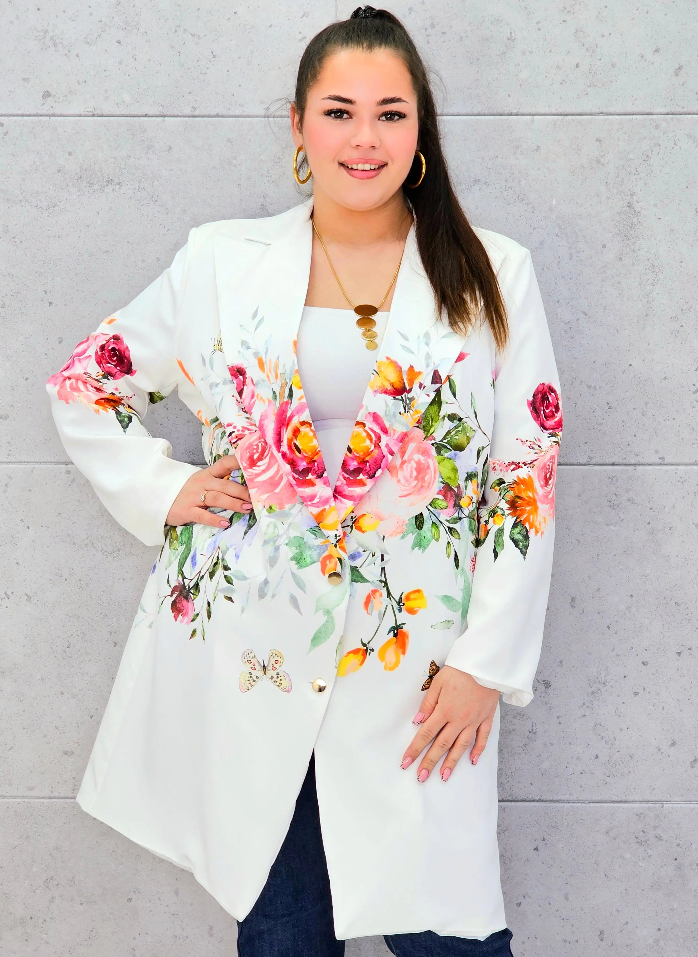 Marynarka plus size w kwiaty – elegancja dla kobiet XXL Stylowa XL