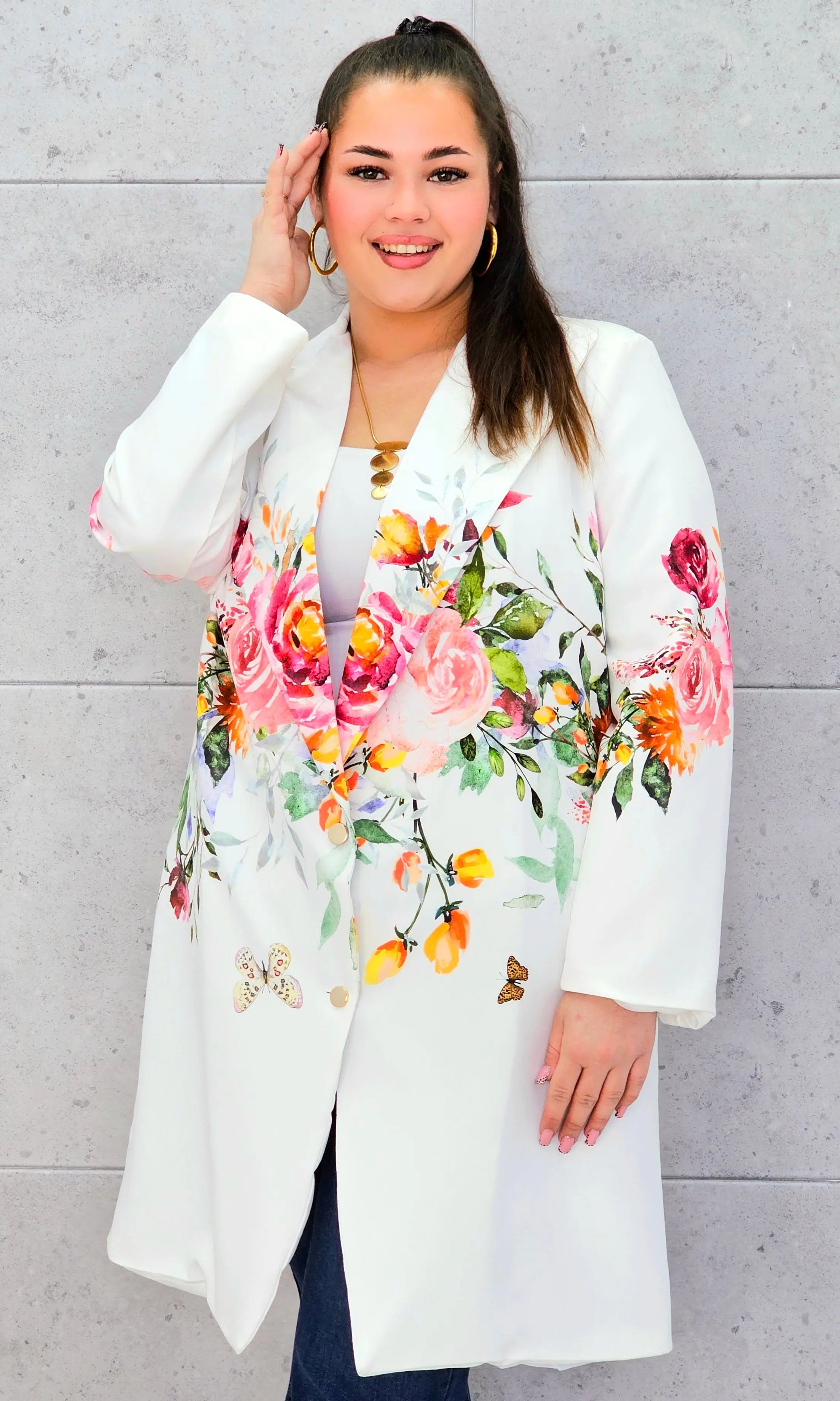Marynarka plus size w kwiaty – elegancja dla kobiet XXL Stylowa XL