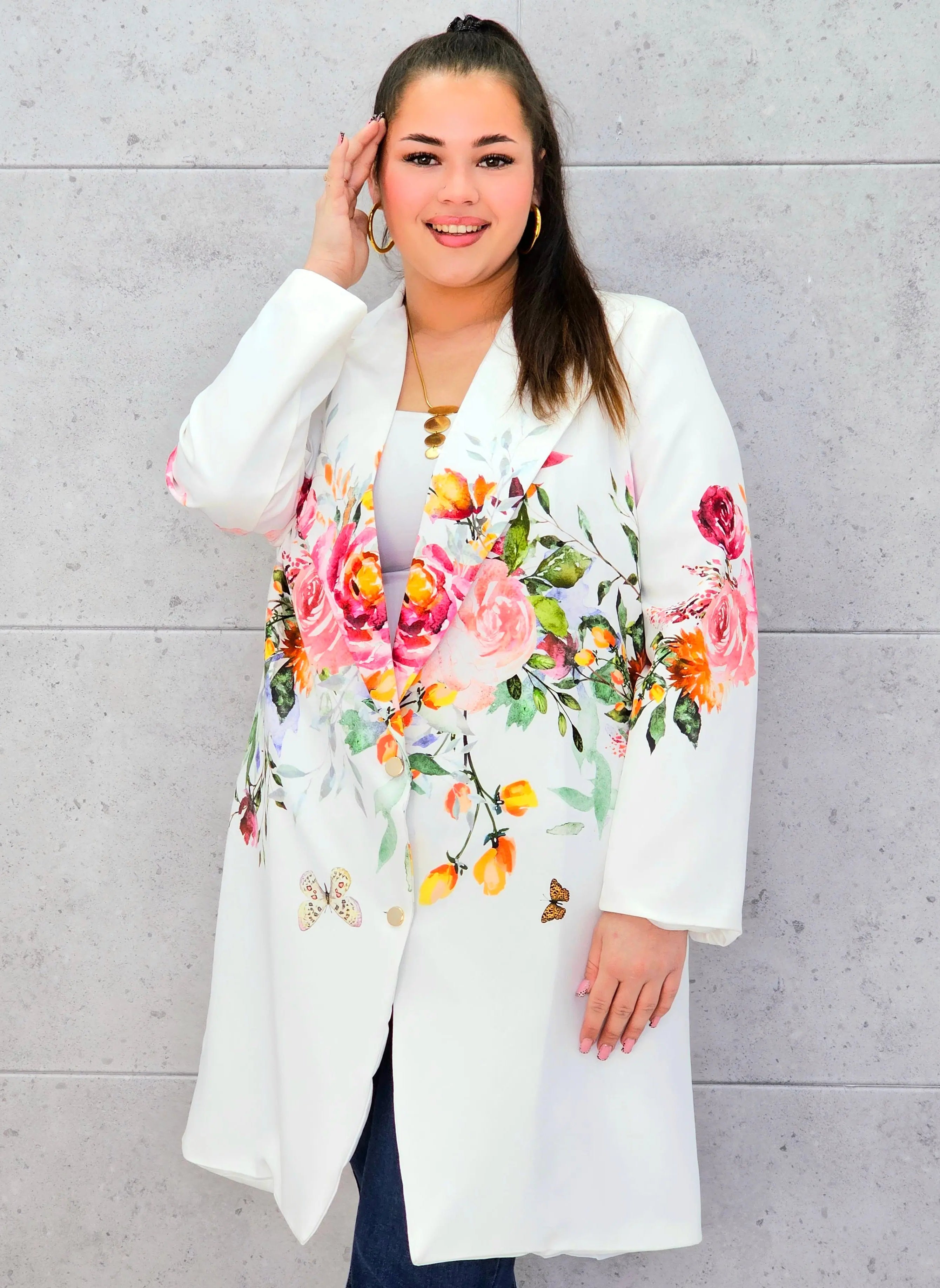 Marynarka plus size w kwiaty – elegancja dla kobiet XXL Stylowa XL