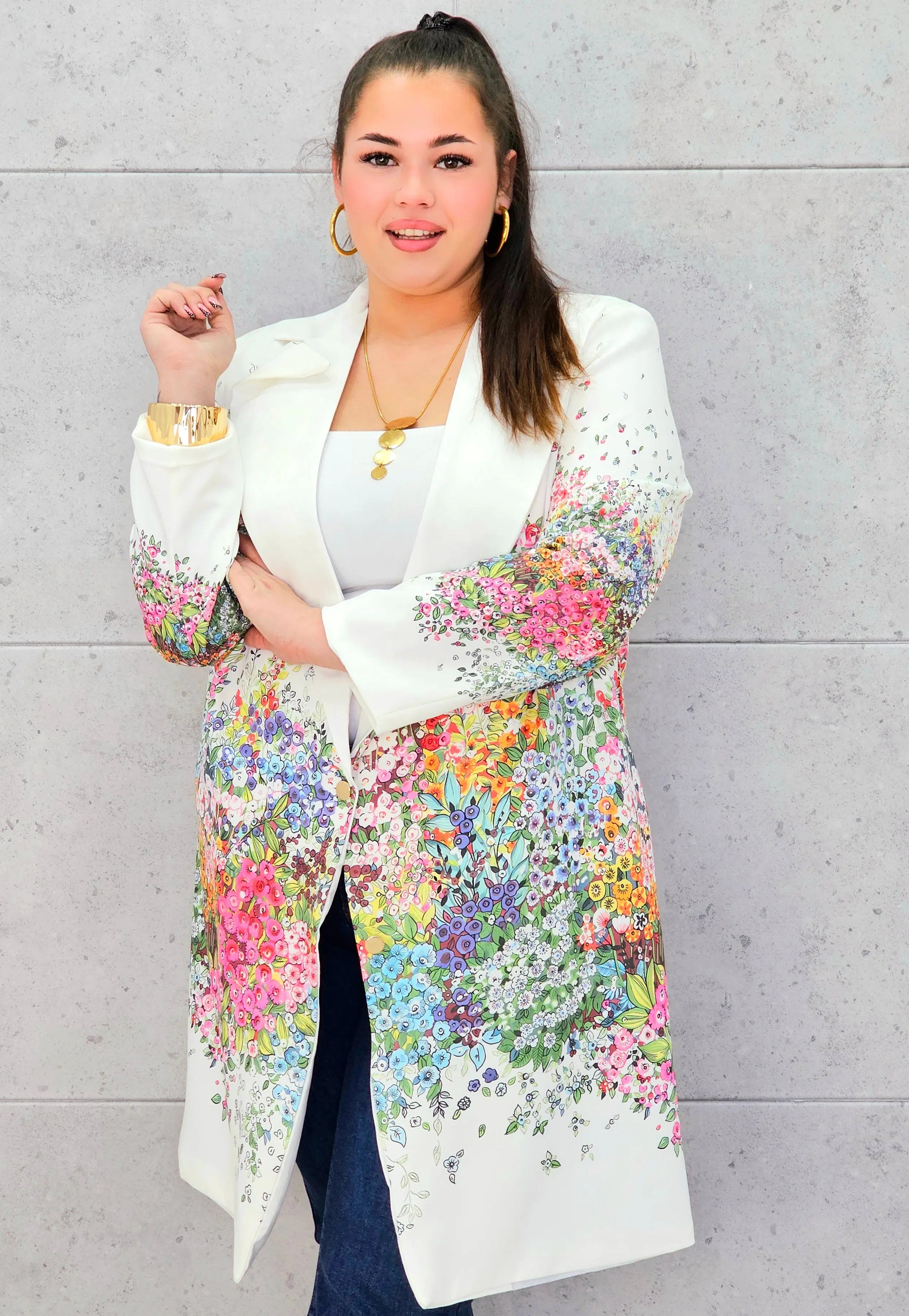 Marynarka plus size w kwiaty – elegancja dla kobiet XXL Stylowa XL