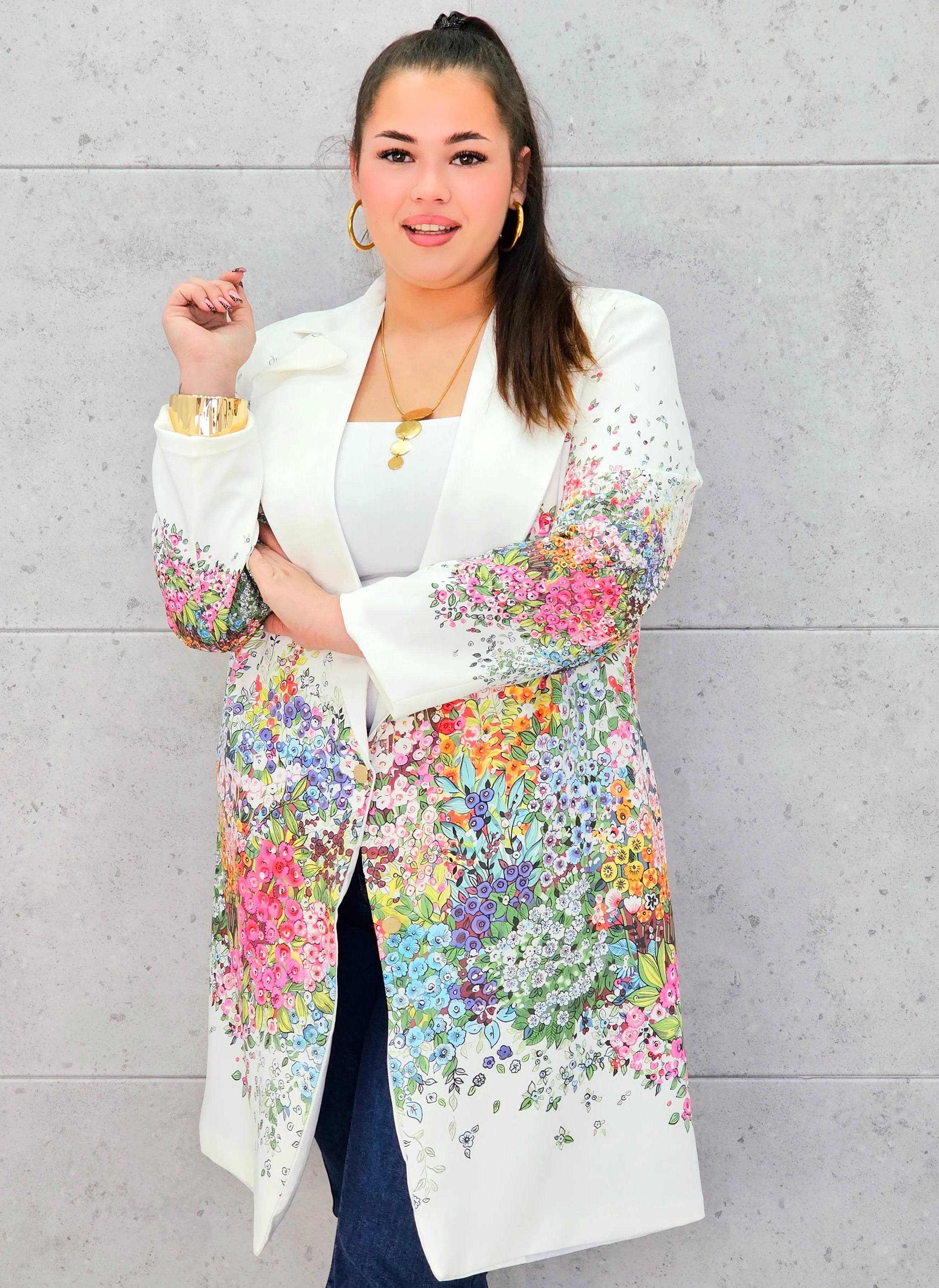 Marynarka plus size w kwiaty – elegancja dla kobiet XXL Stylowa XL