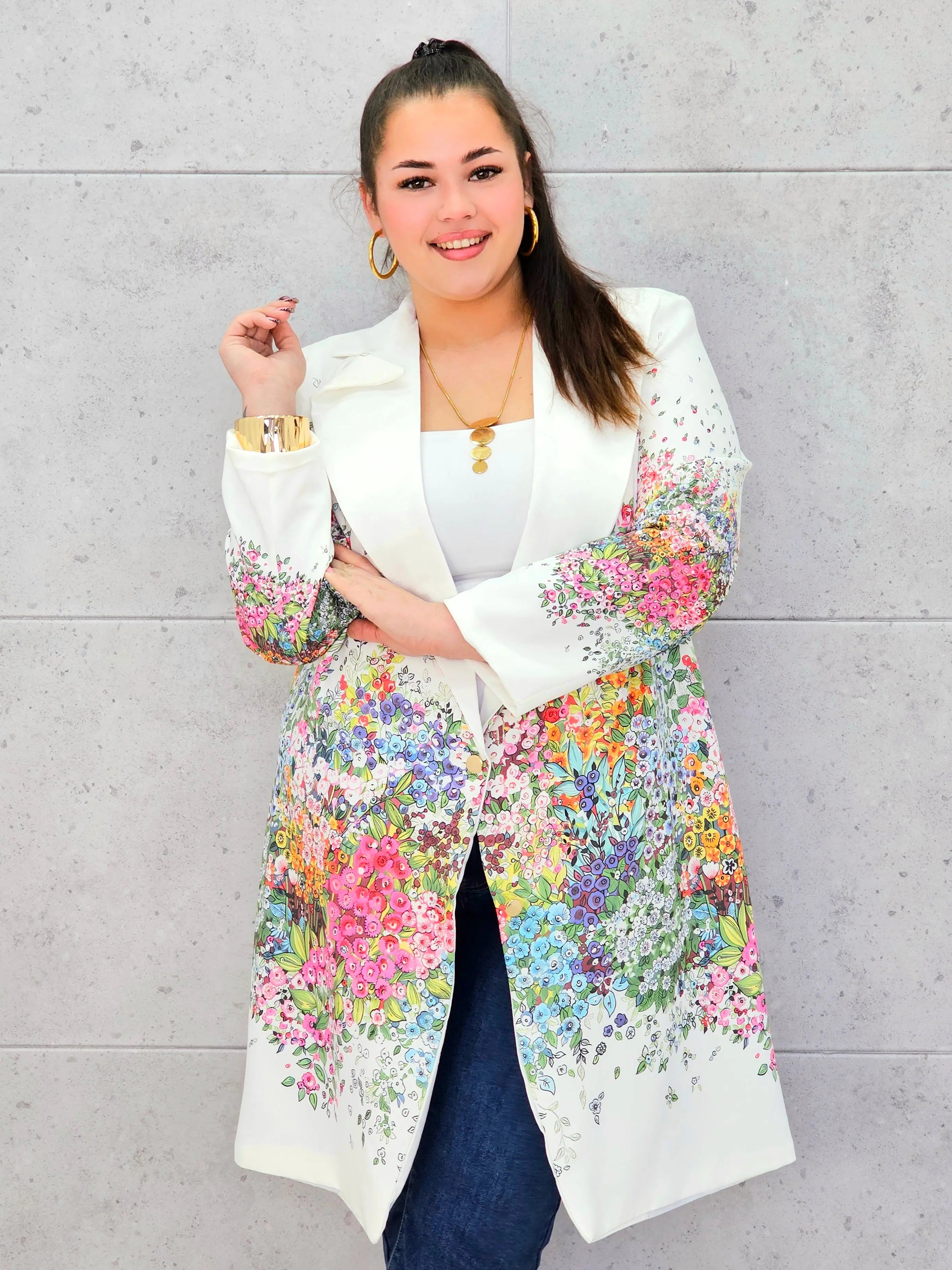 Marynarka plus size w kwiaty – elegancja dla kobiet XXL Stylowa XL