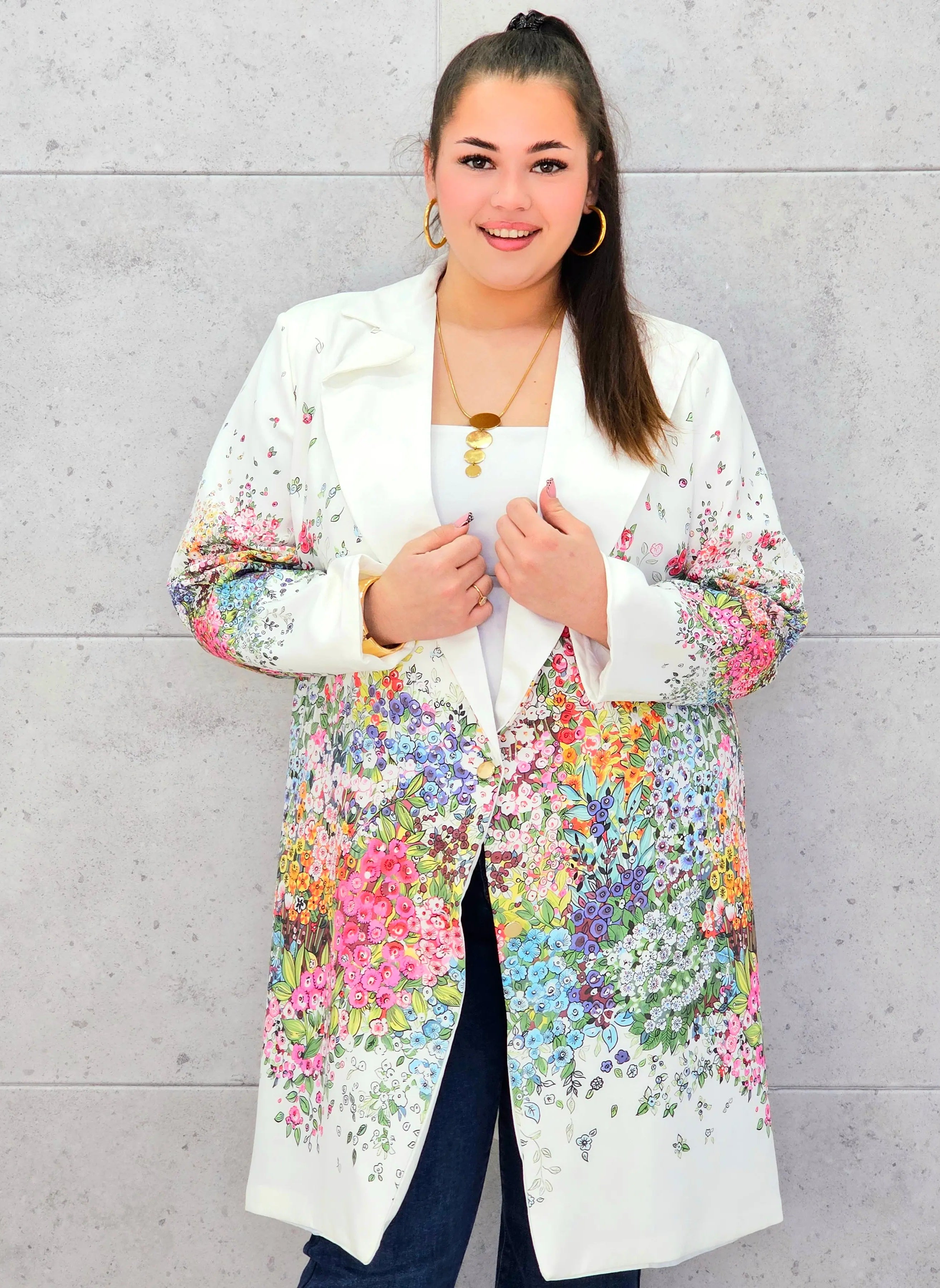 Marynarka plus size w kwiaty – elegancja dla kobiet XXL Stylowa XL