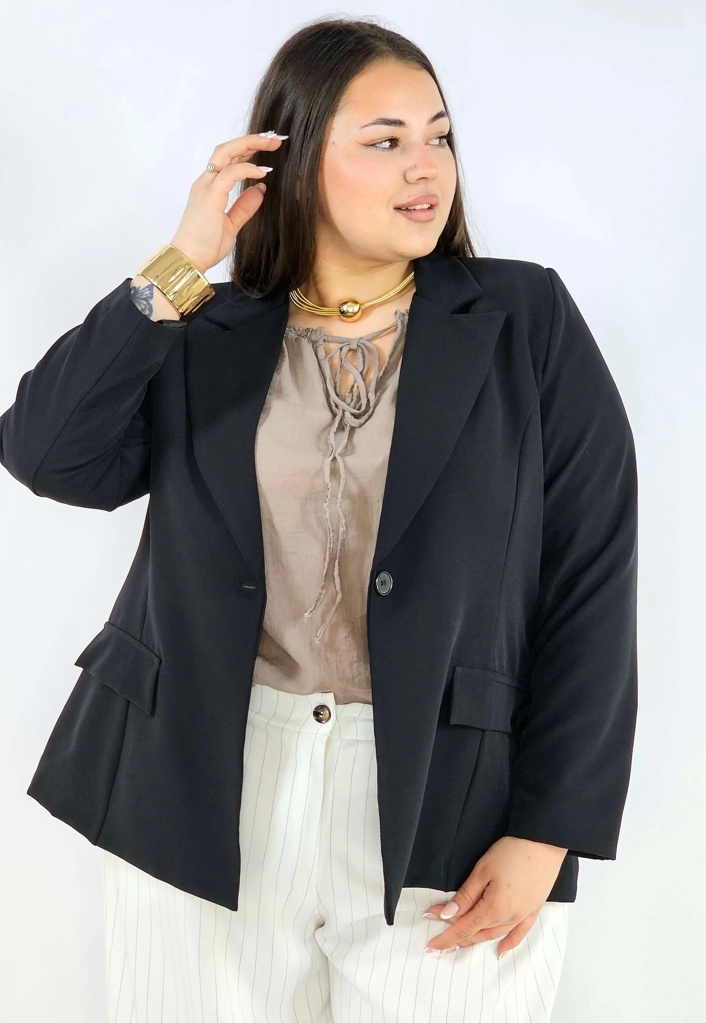 Marynarka plus size z wiązaniem elegancka dopasowana i kobieca Stylowa XL
