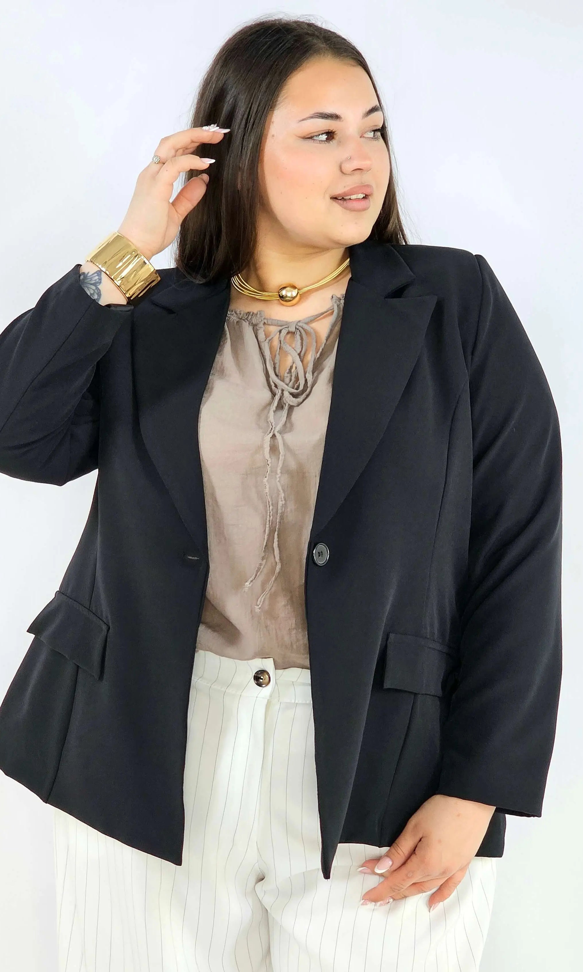 Marynarka plus size z wiązaniem elegancka dopasowana i kobieca Stylowa XL