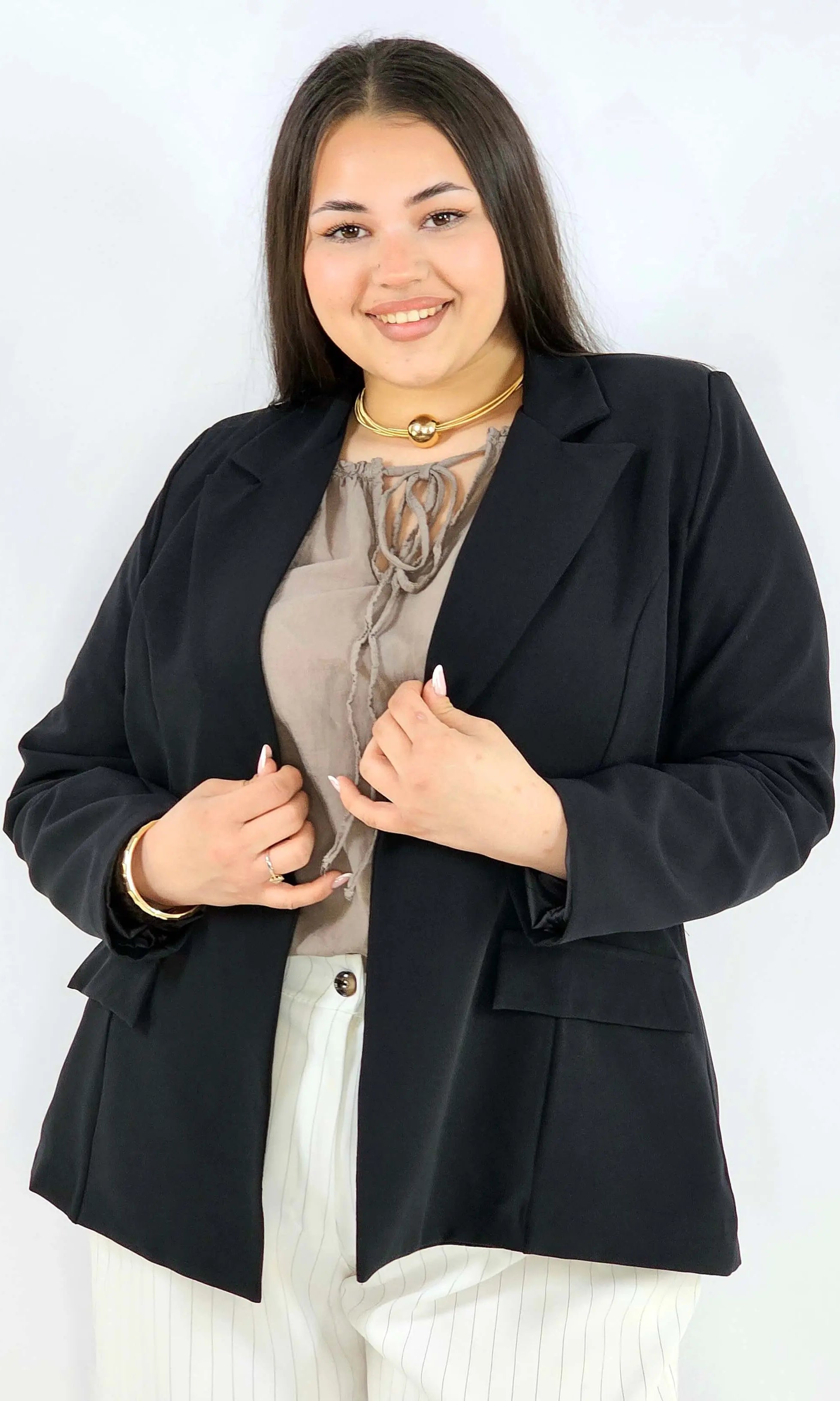 Marynarka plus size z wiązaniem elegancka dopasowana i kobieca Stylowa XL