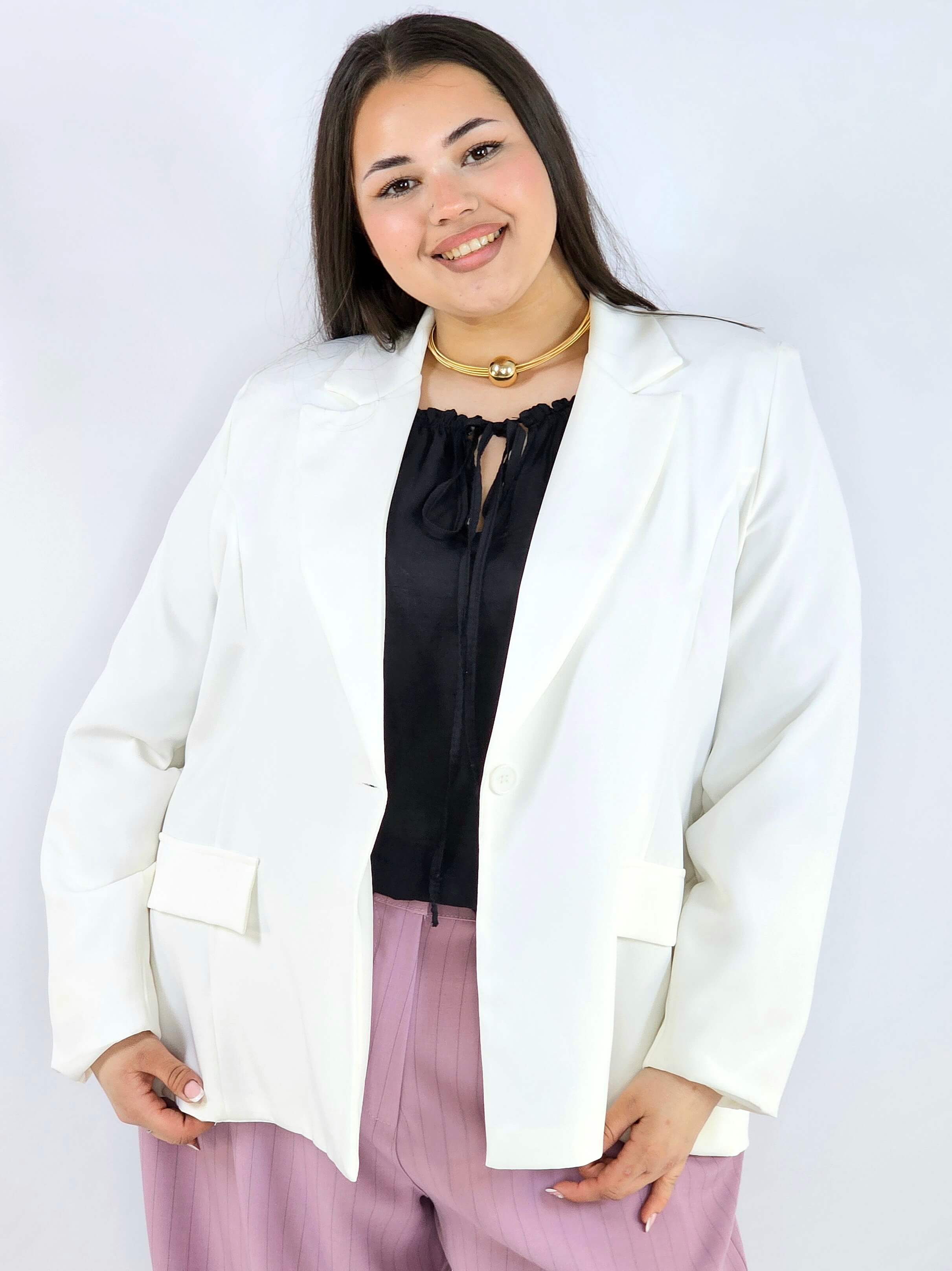 Marynarka plus size z wiązaniem elegancka dopasowana i kobieca Stylowa XL