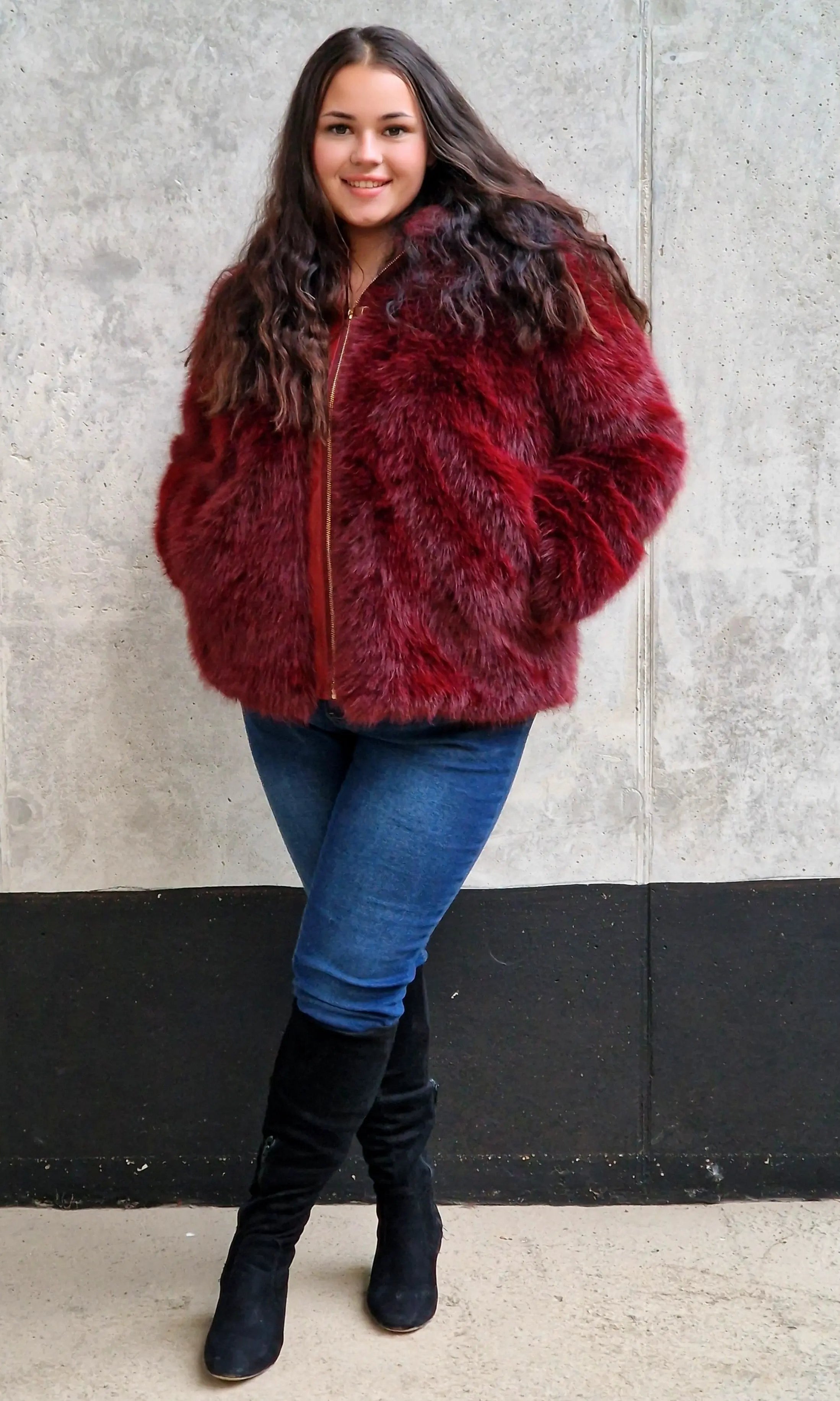 Miękkie futerko z kapturem Stylowa XL