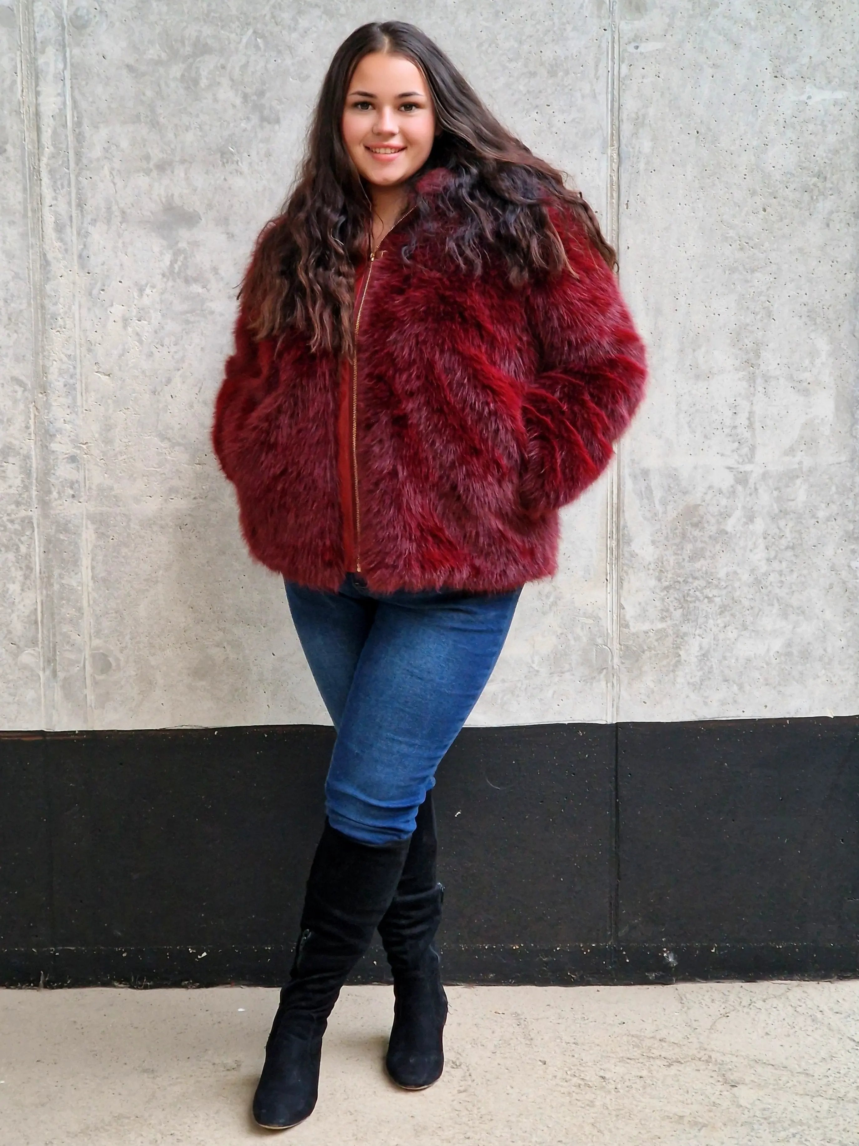 Miękkie futerko z kapturem Stylowa XL