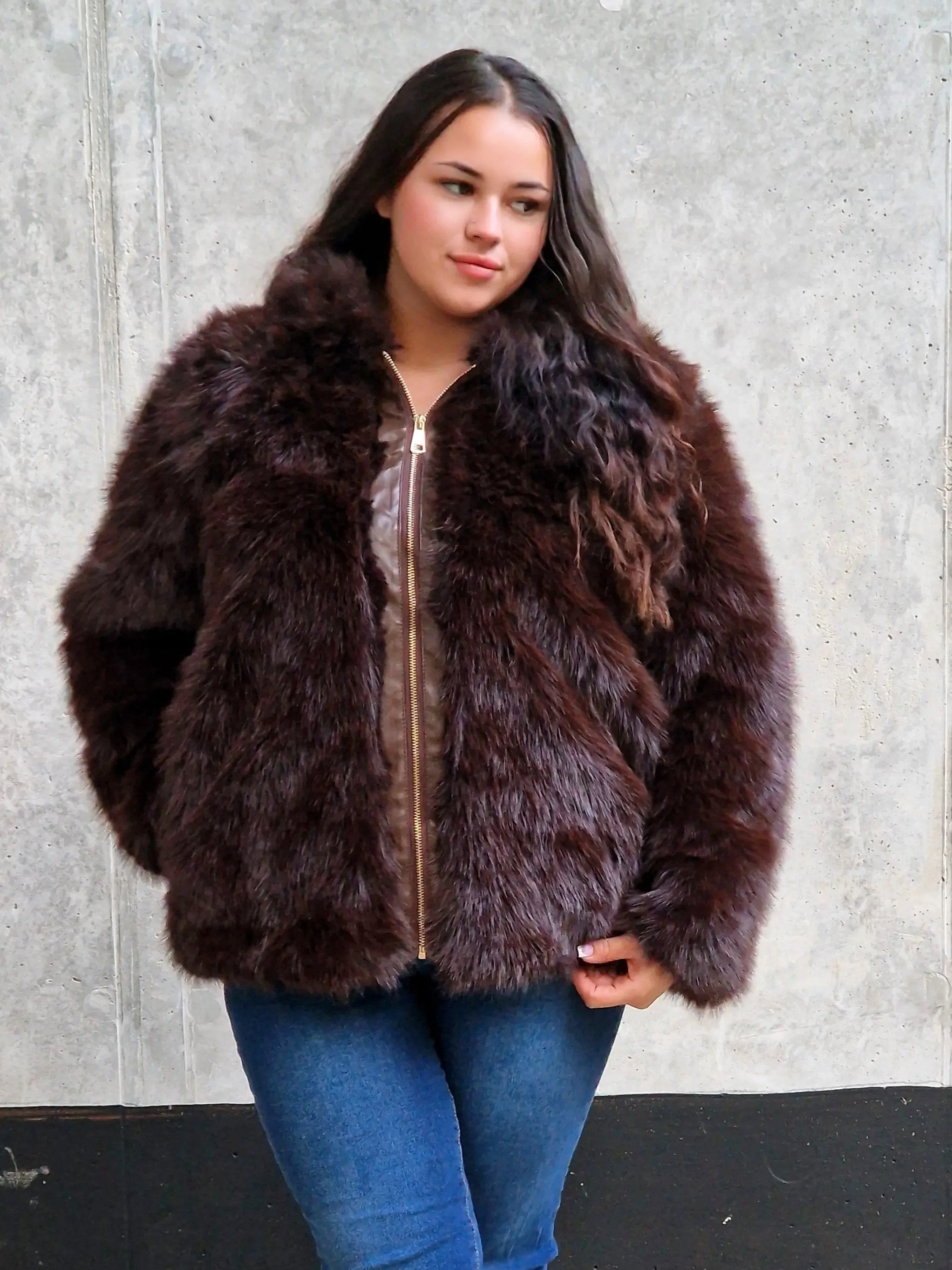 Miękkie futerko z kapturem Stylowa XL