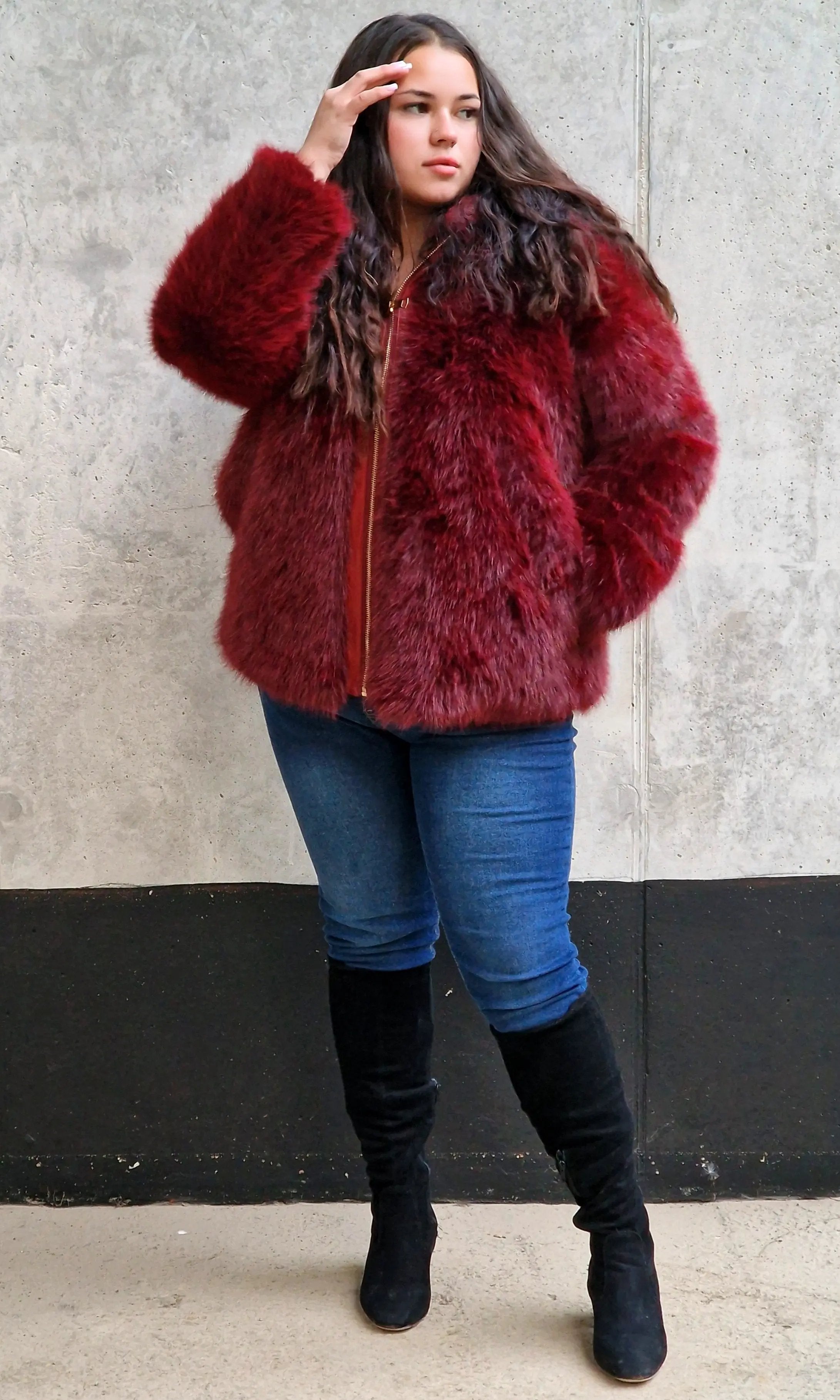 Miękkie futerko z kapturem Stylowa XL