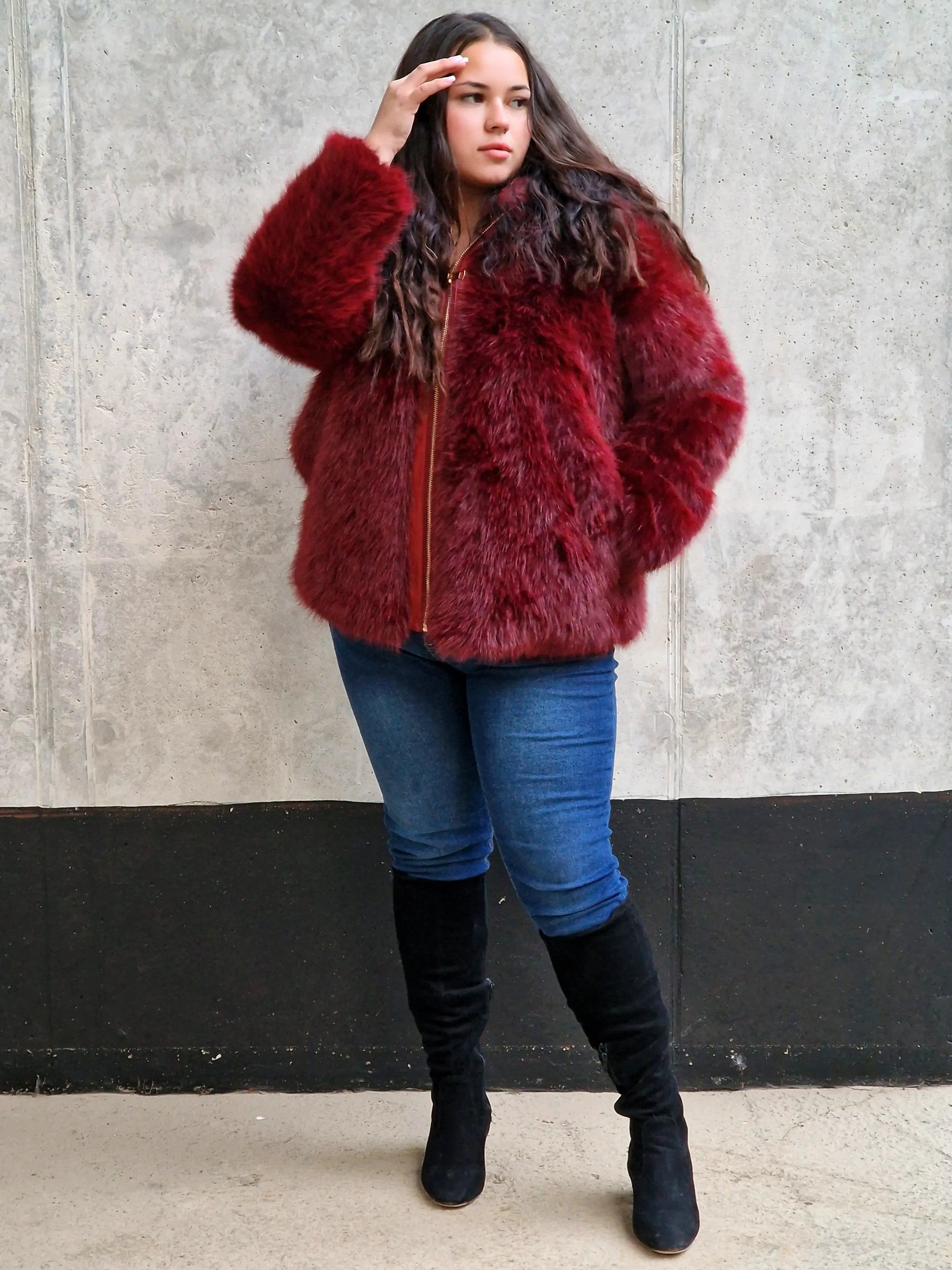 Miękkie futerko z kapturem Stylowa XL