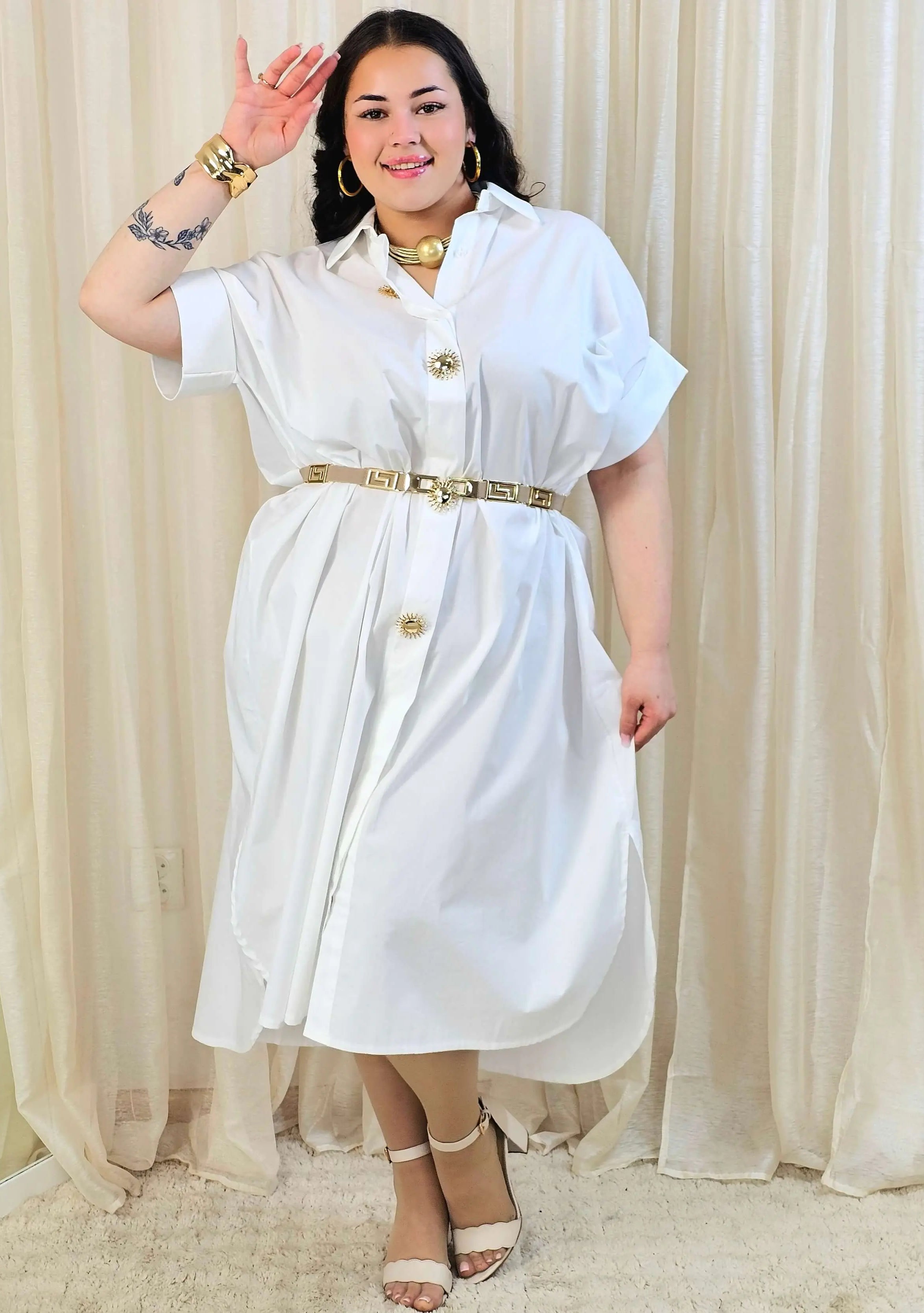 Minimalistyczna sukienka koszulowa z bawełny Stylowa XL