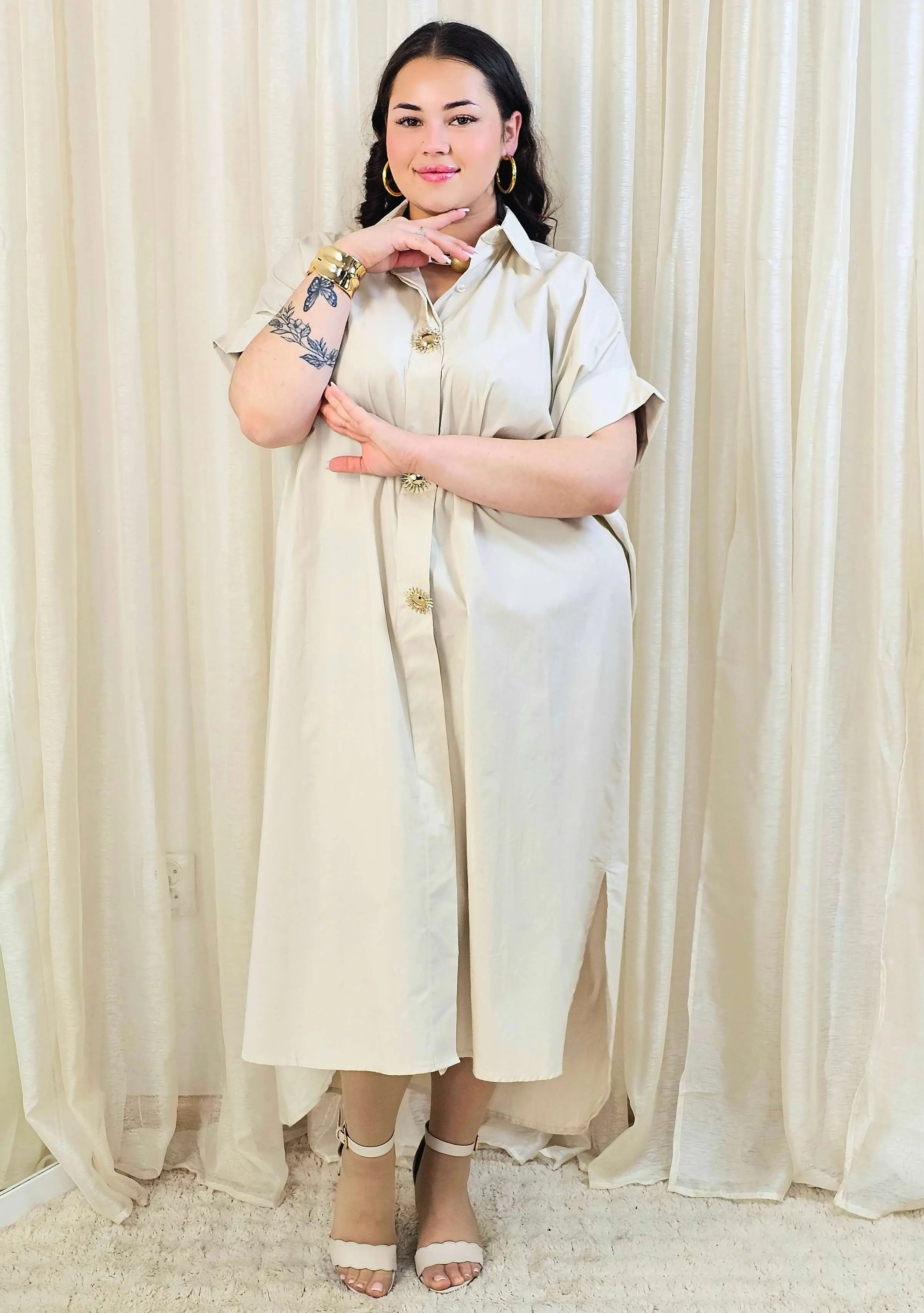 Minimalistyczna sukienka koszulowa z bawełny Stylowa XL