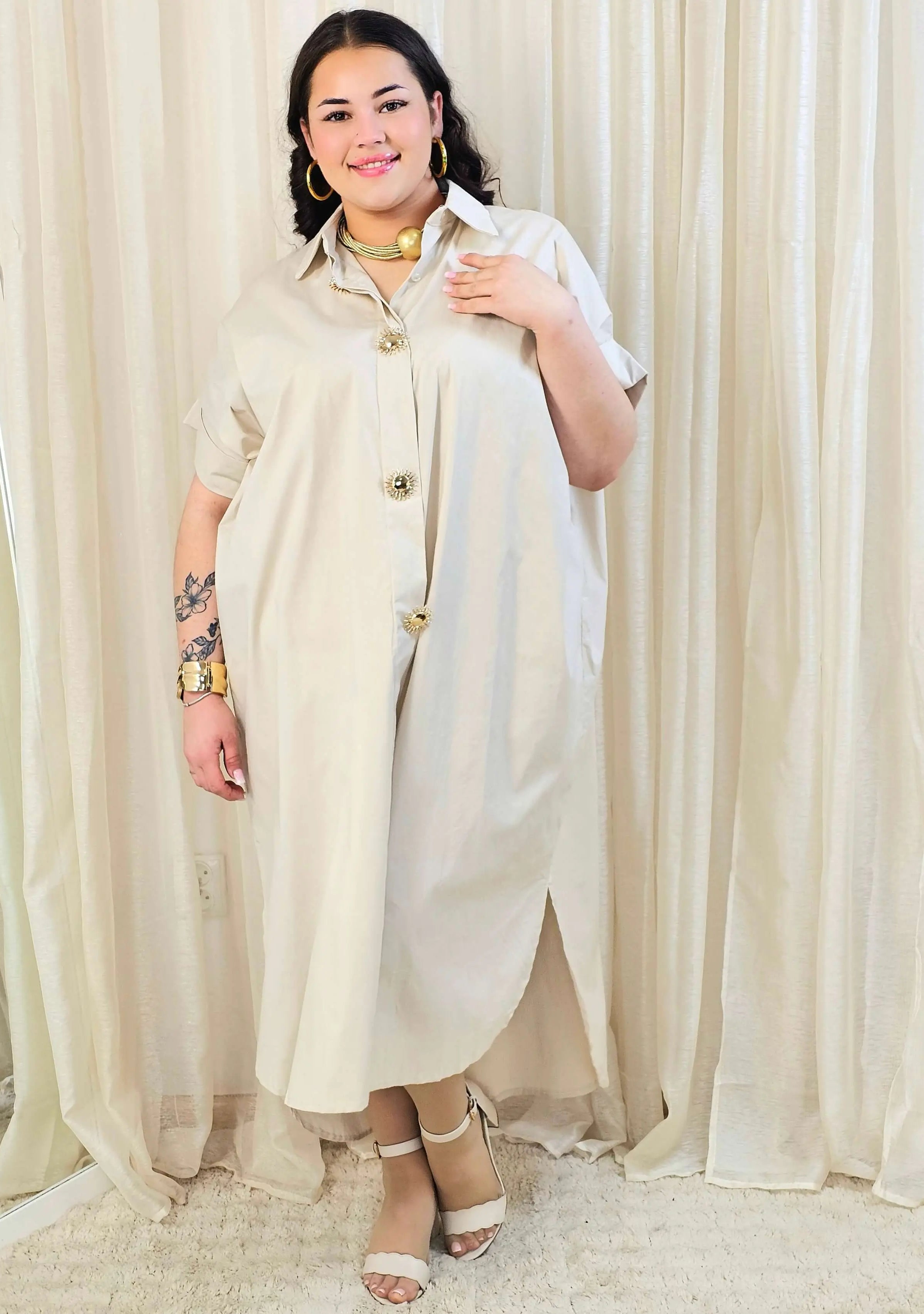 Minimalistyczna sukienka koszulowa z bawełny Stylowa XL