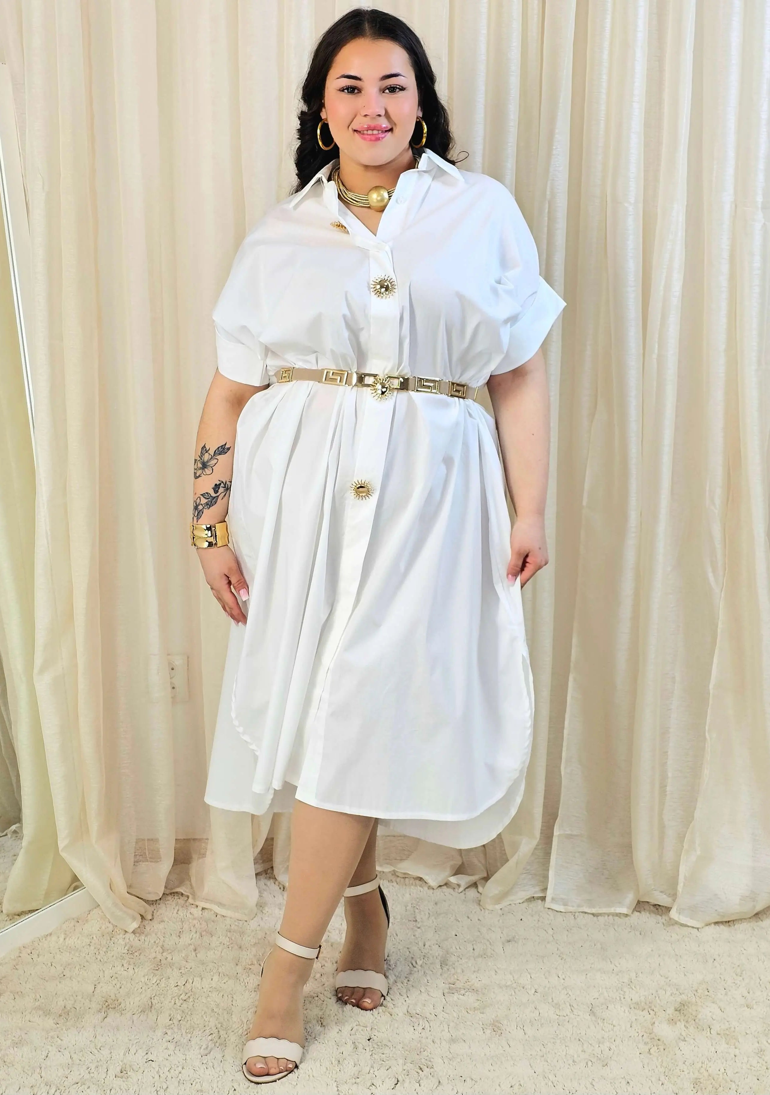 Minimalistyczna sukienka koszulowa z bawełny Stylowa XL