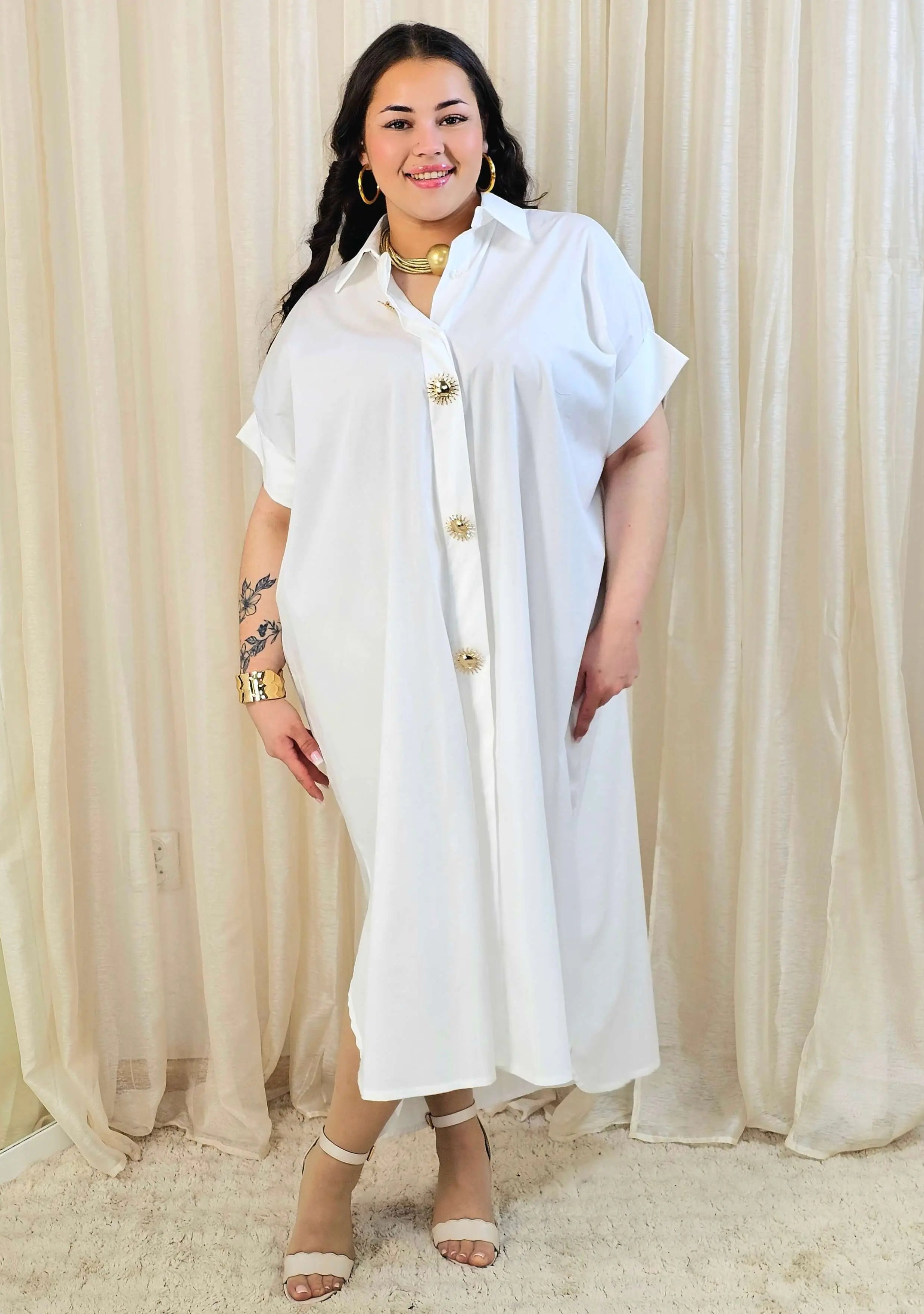 Minimalistyczna sukienka koszulowa z bawełny Stylowa XL