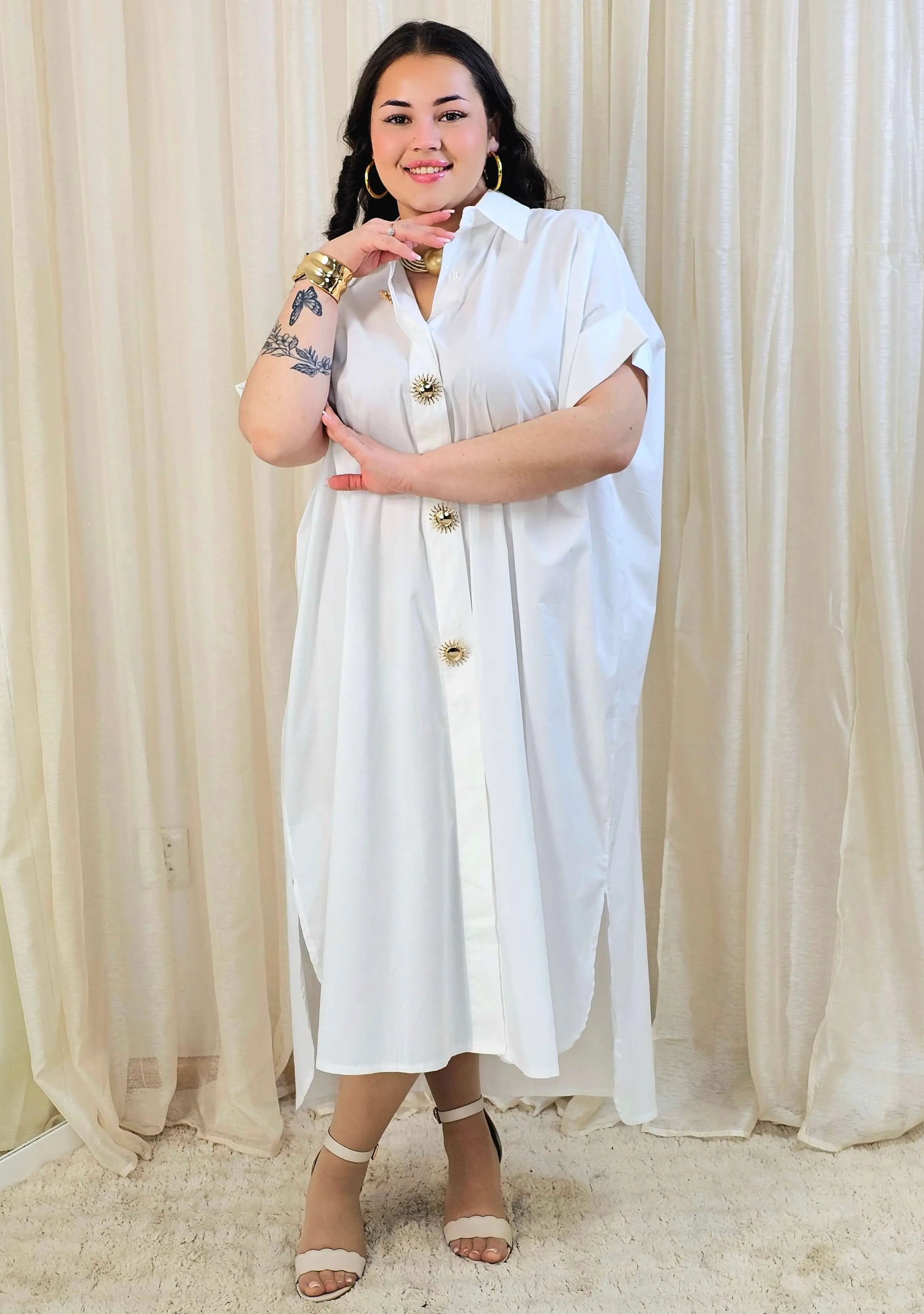 Minimalistyczna sukienka koszulowa z bawełny Stylowa XL