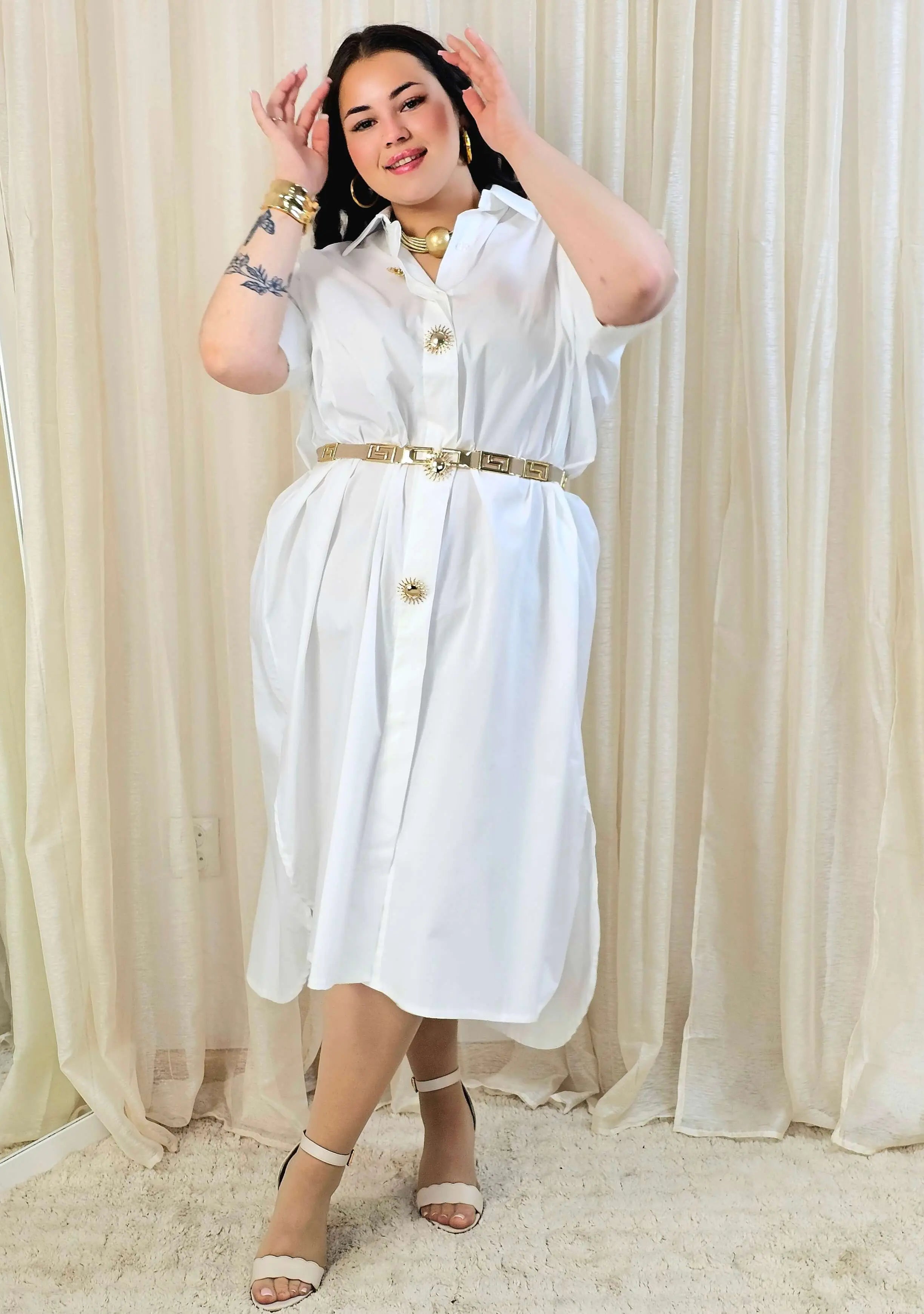 Minimalistyczna sukienka koszulowa z bawełny Stylowa XL