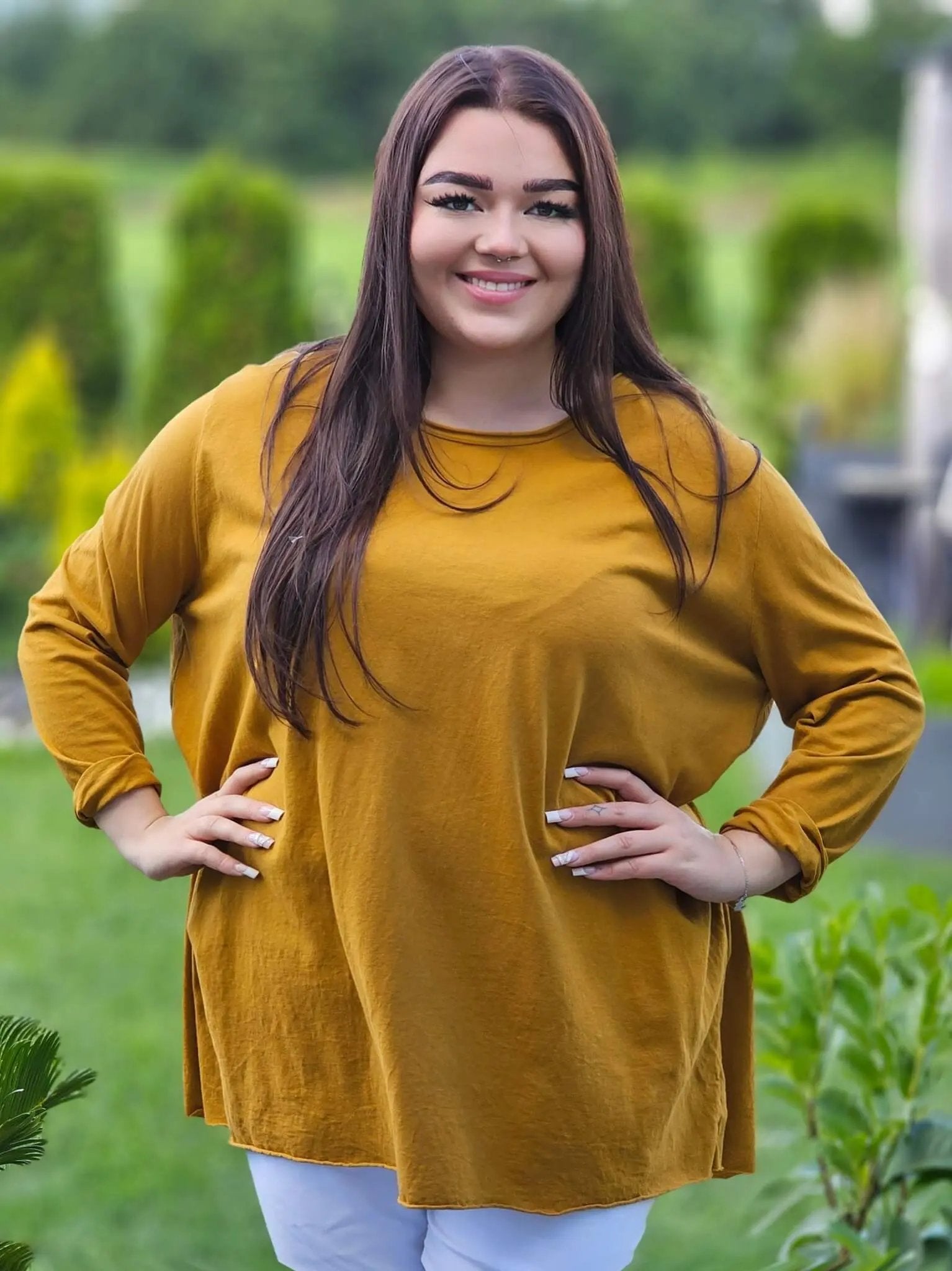 Musztardowa bluzka basic Stylowa XL