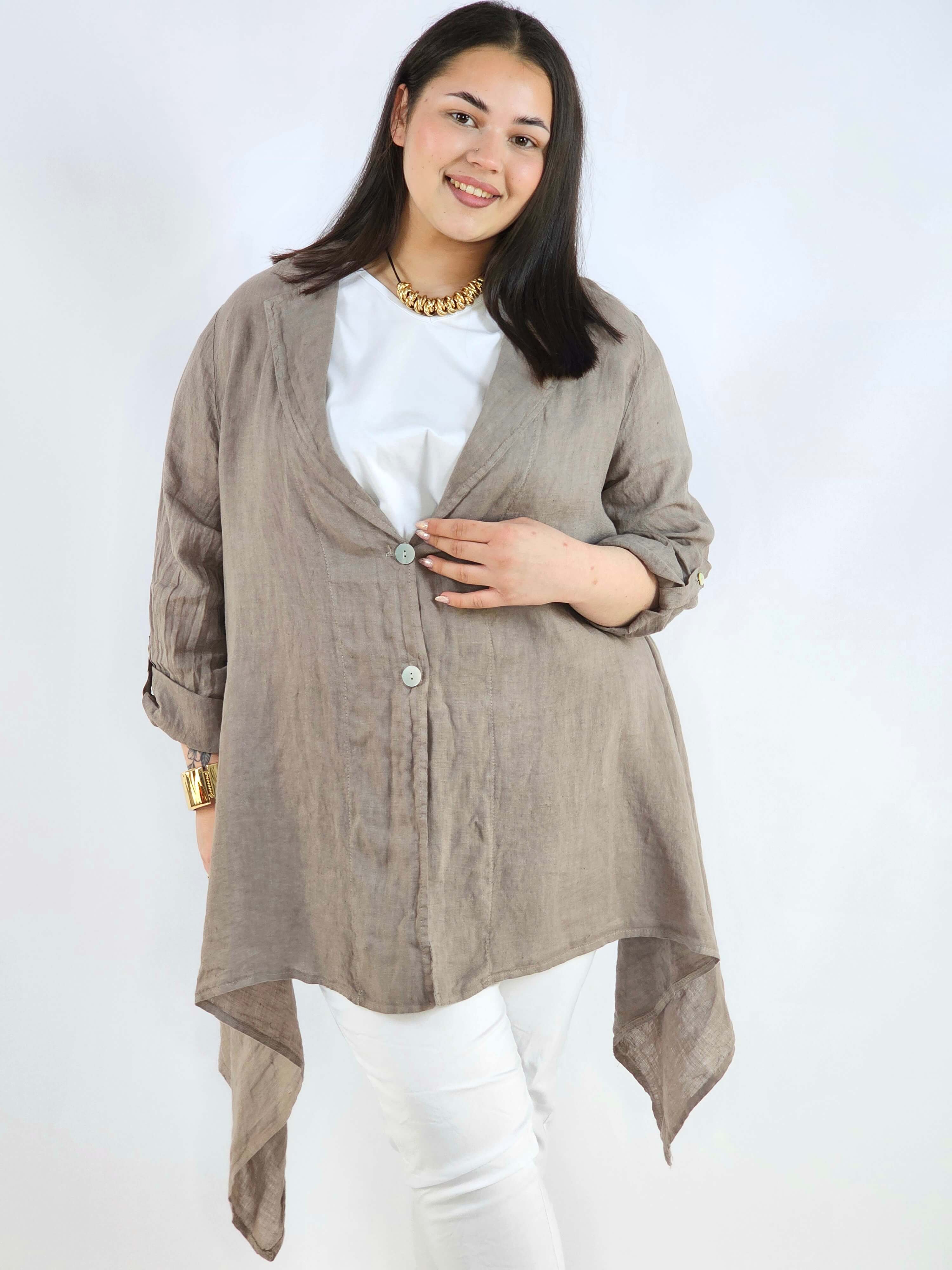 Narzutka plus size – lniana narzutka XXL asymetryczna oversize Stylowa XL