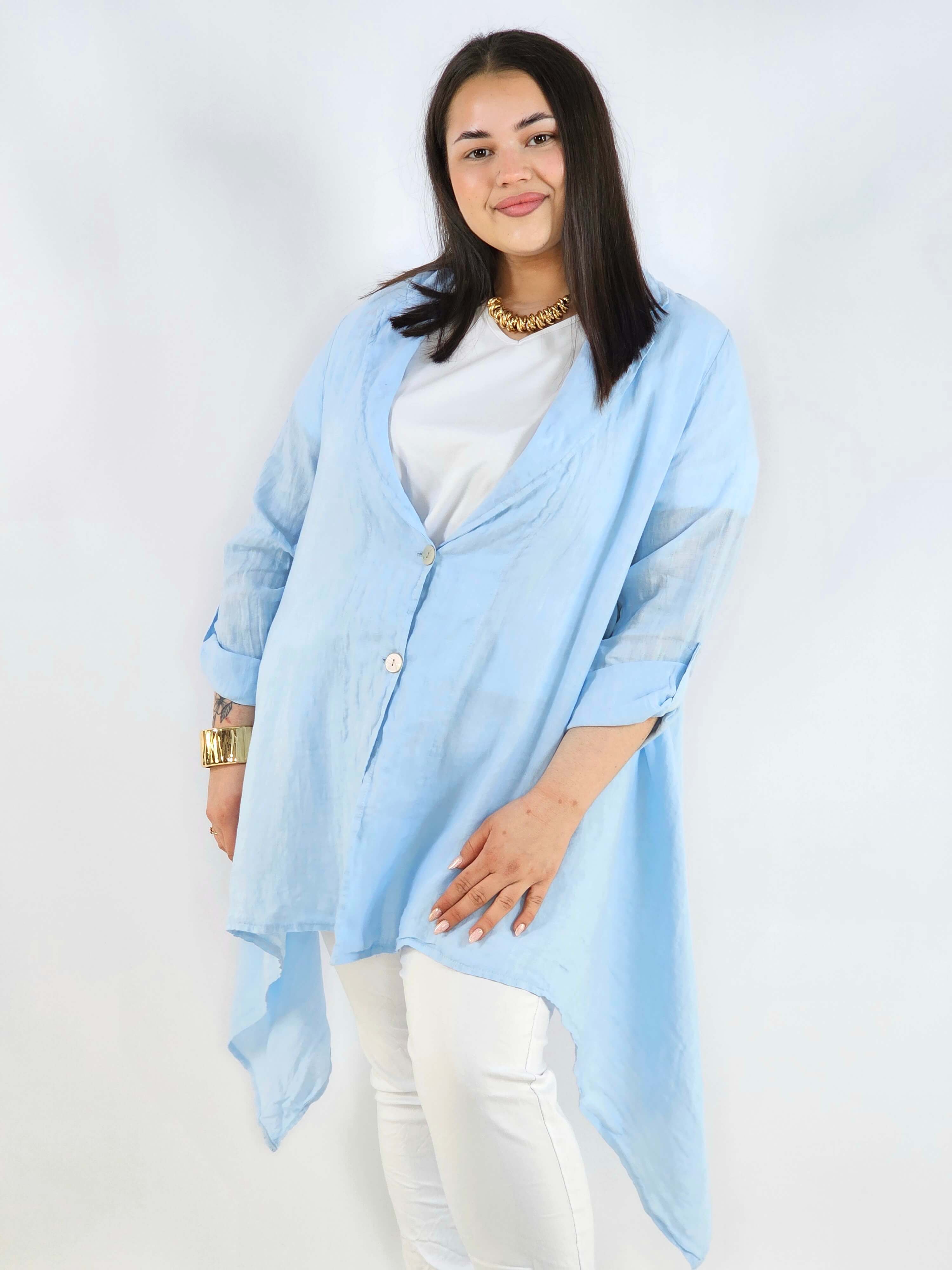 Narzutka plus size – lniana narzutka XXL asymetryczna oversize Stylowa XL