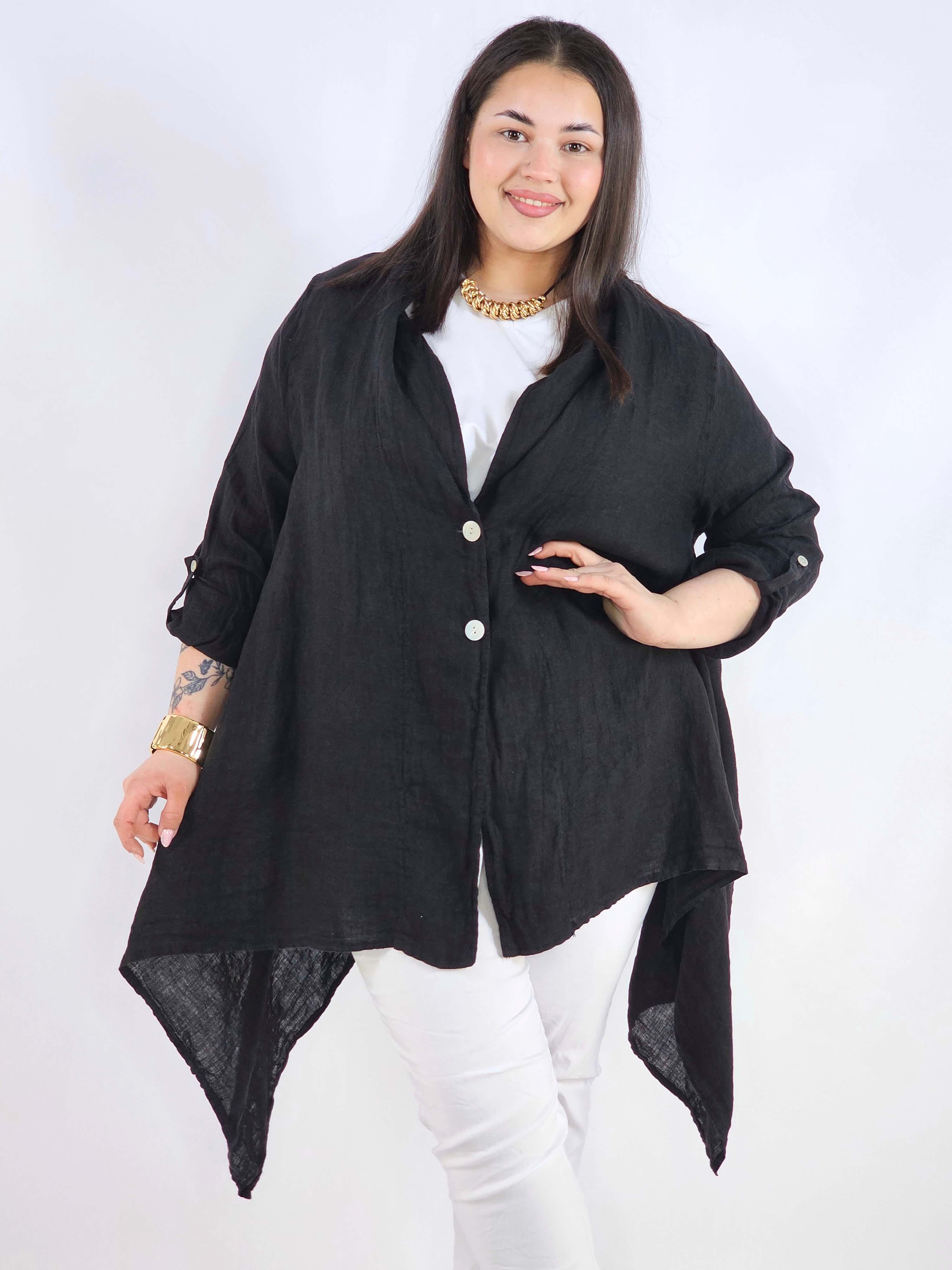 Narzutka plus size – lniana narzutka XXL asymetryczna oversize Stylowa XL