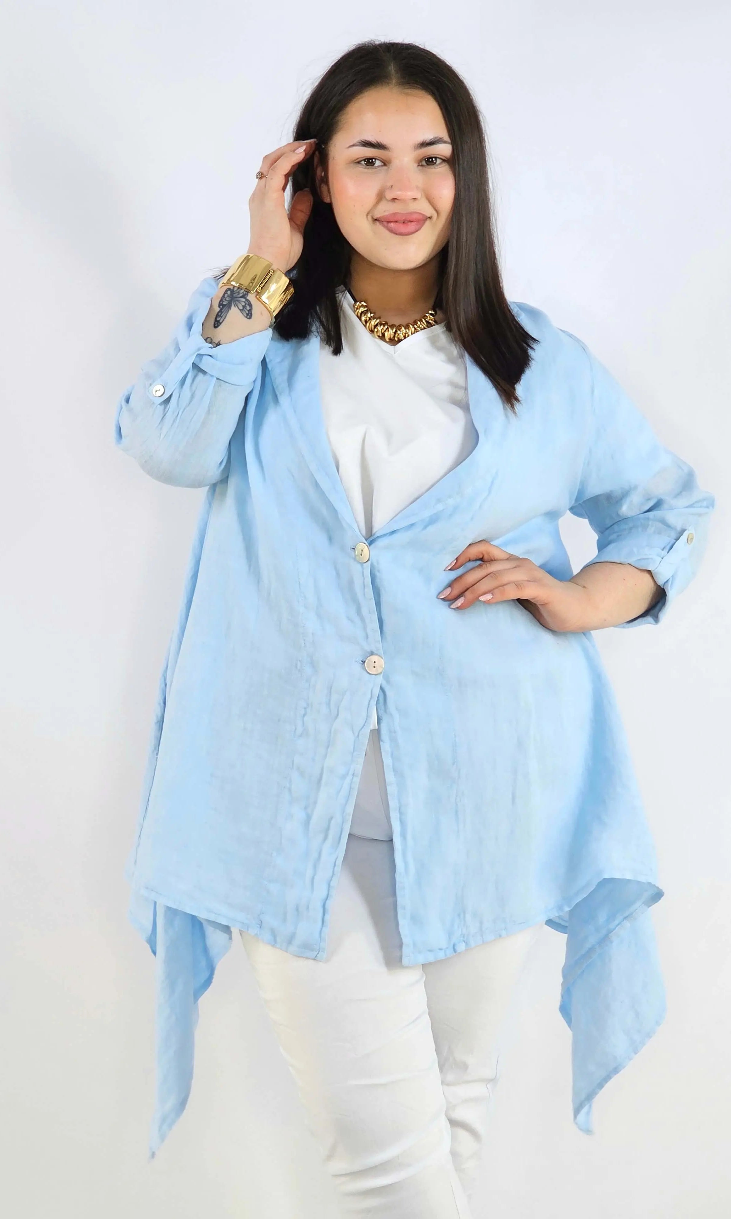 Narzutka plus size – lniana narzutka XXL asymetryczna oversize Stylowa XL