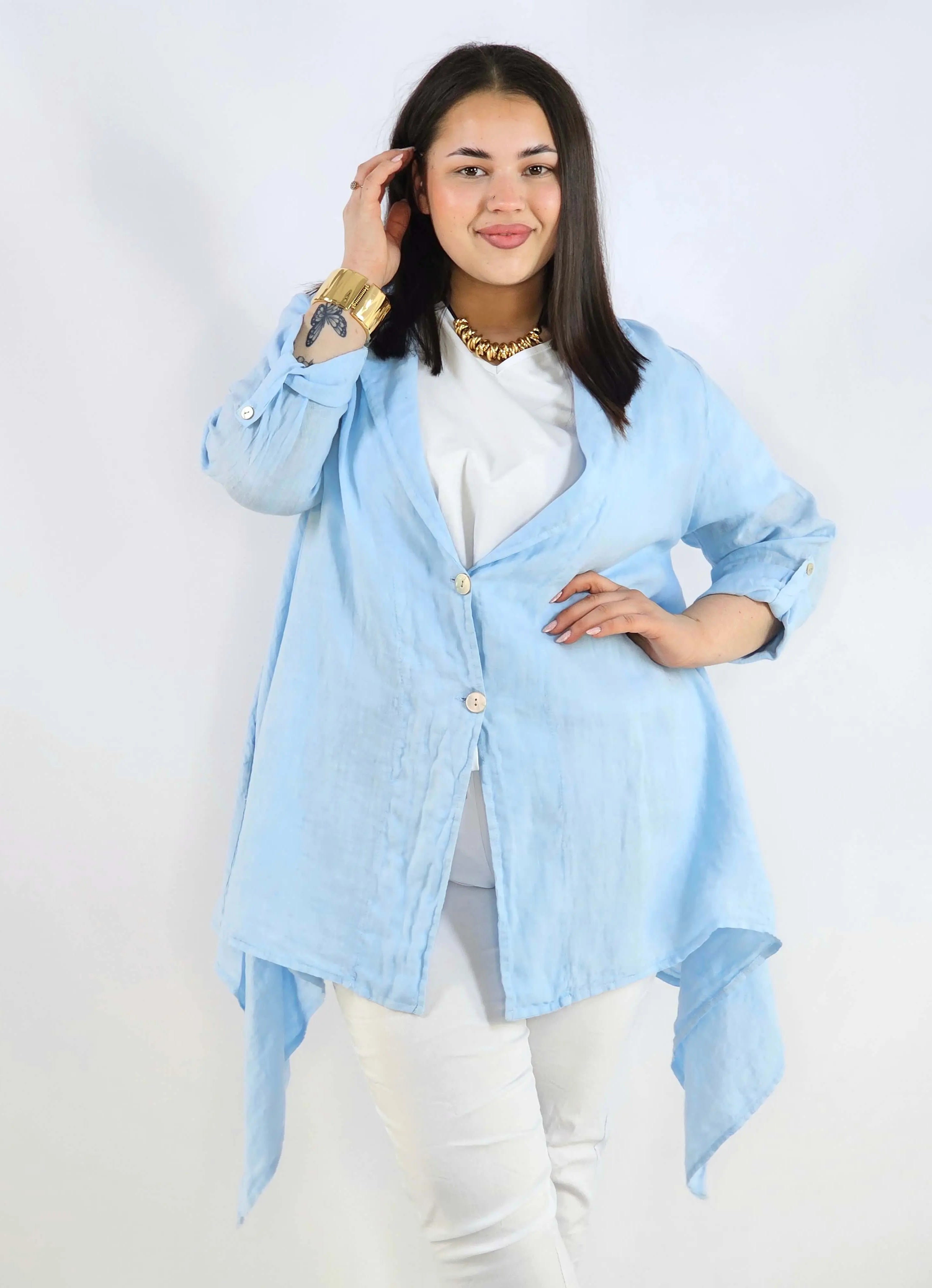 Narzutka plus size – lniana narzutka XXL asymetryczna oversize Stylowa XL