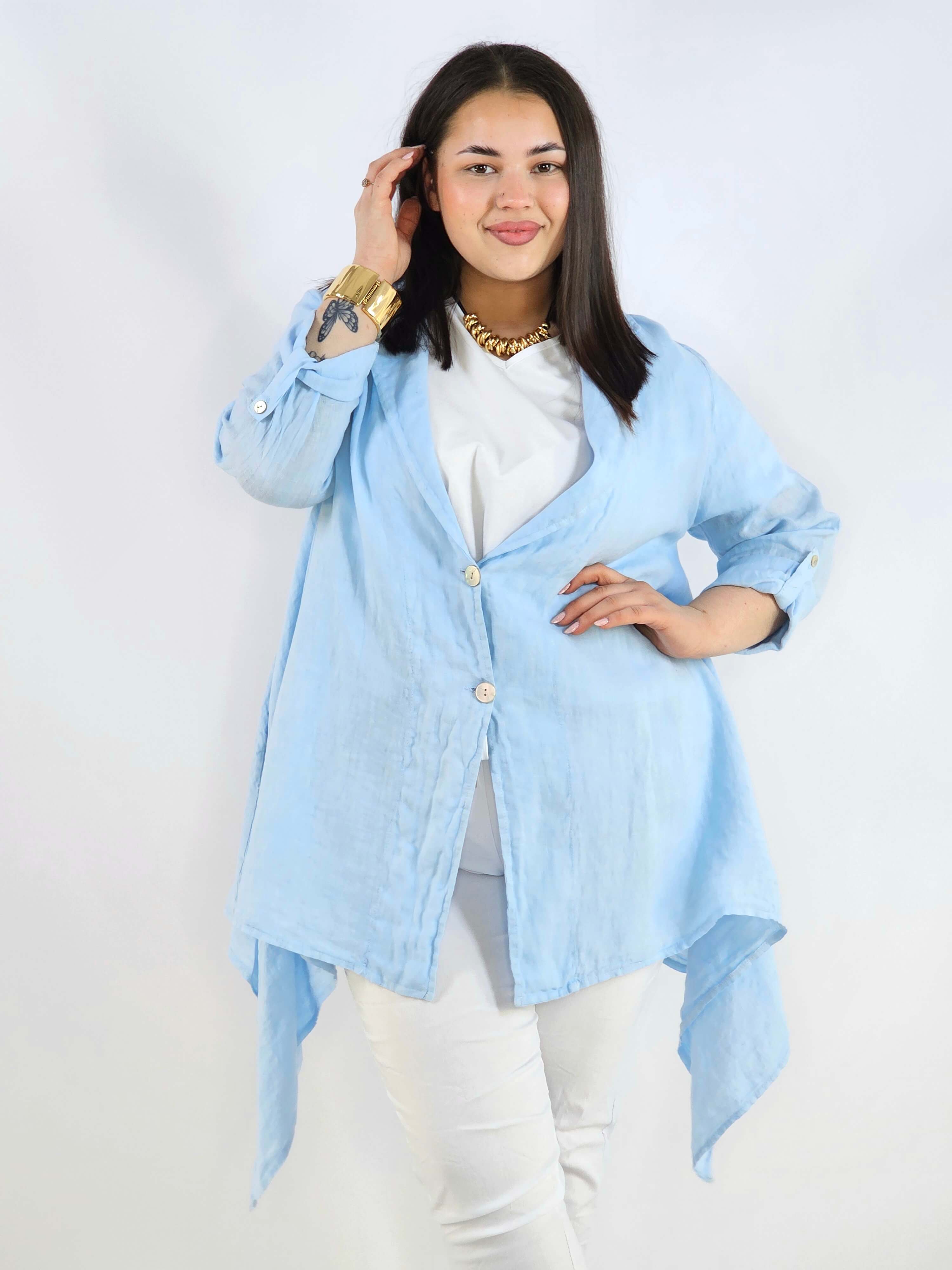Narzutka plus size – lniana narzutka XXL asymetryczna oversize Stylowa XL